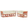 Voir la diapositive 2 : VIDAXL Salon de jardin 5 pcs avec coussins cire marron bois pin massif