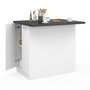 Voir la diapositive 4 : ID MARKET Ilot central IVO 100 cm blanc avec plan de travail gris anthracite