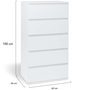 Voir la diapositive 5 : ID MARKET Chiffonnier 5 tiroirs TOMI 60 cm commode semainier bois blanc