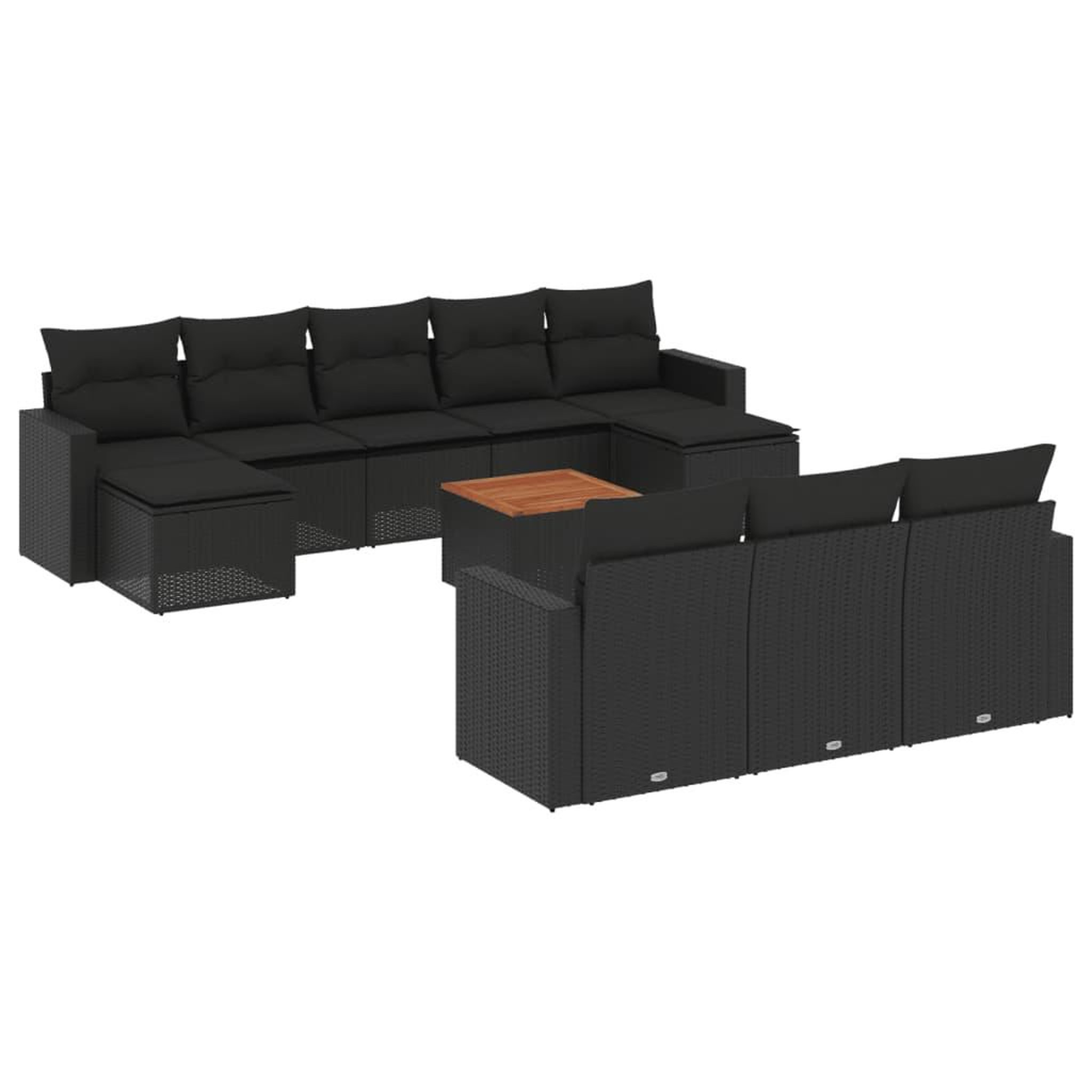 Voir la diapositive 2 : VIDAXL Salon de jardin 11 pcs avec coussins noir resine tressee