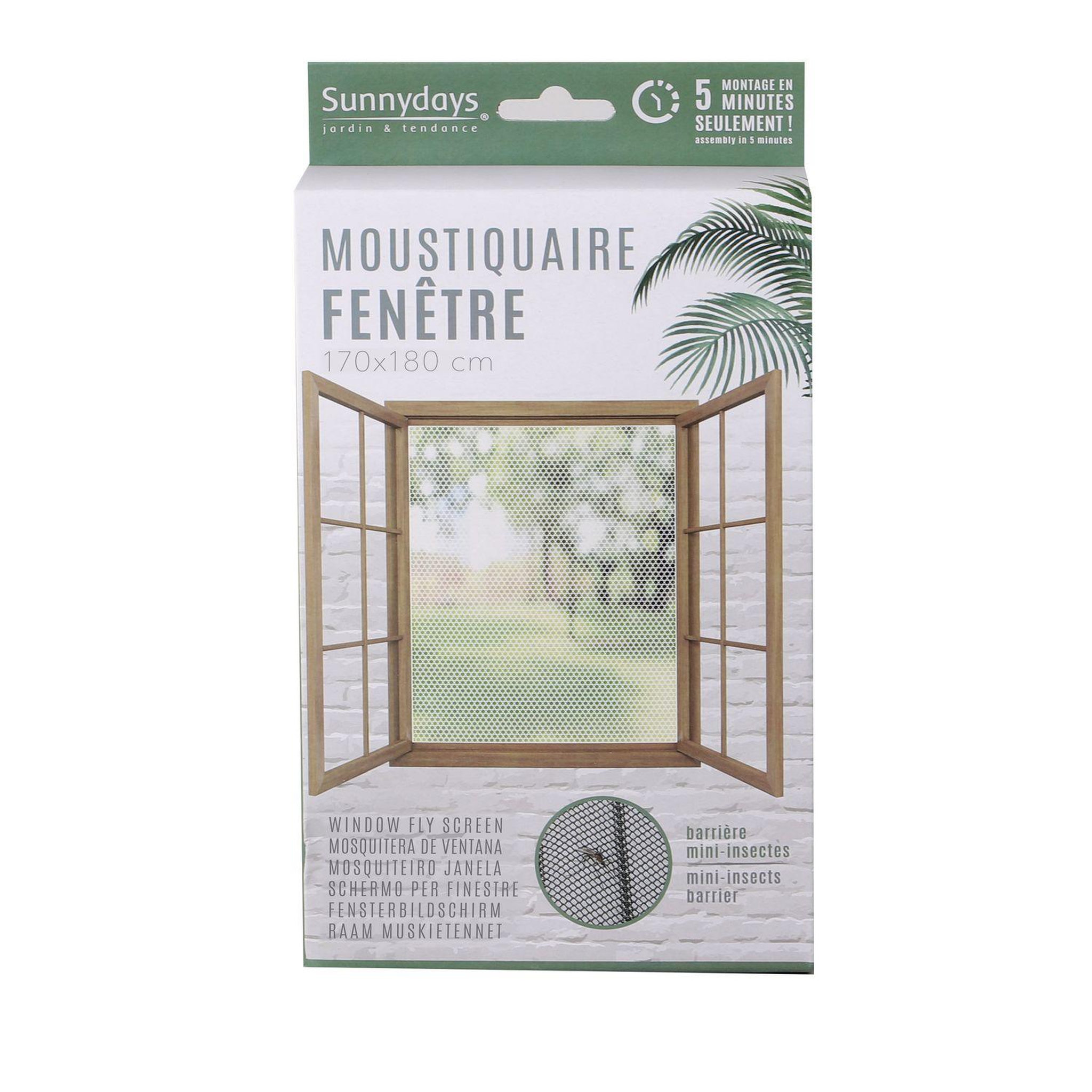 SUNNYDAYS Moustiquaire pour fenêtre 170 x 180 cm