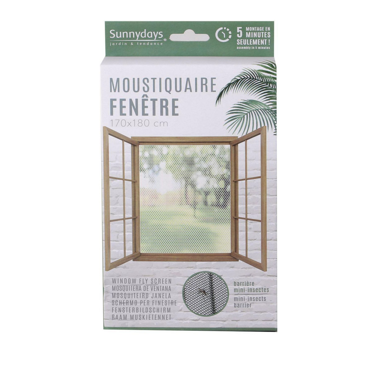 SUNNYDAYS Moustiquaire pour fenêtre 170 x 180 cm