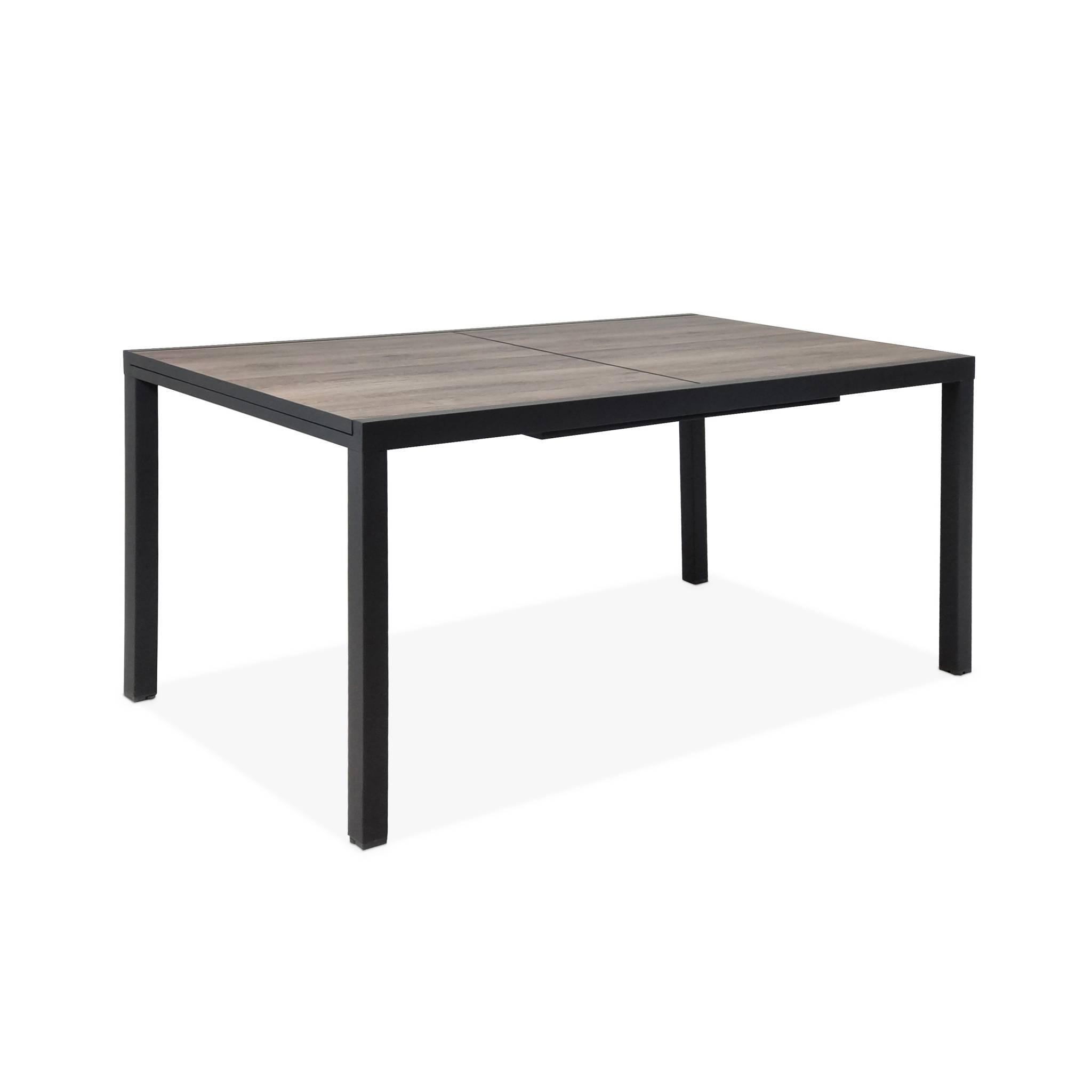 Voir la diapositive 3 : SWEEEK Table de jardin NASHVILLE extensible 160/240cm 8 places plateau effet bois foncé structure aluminium