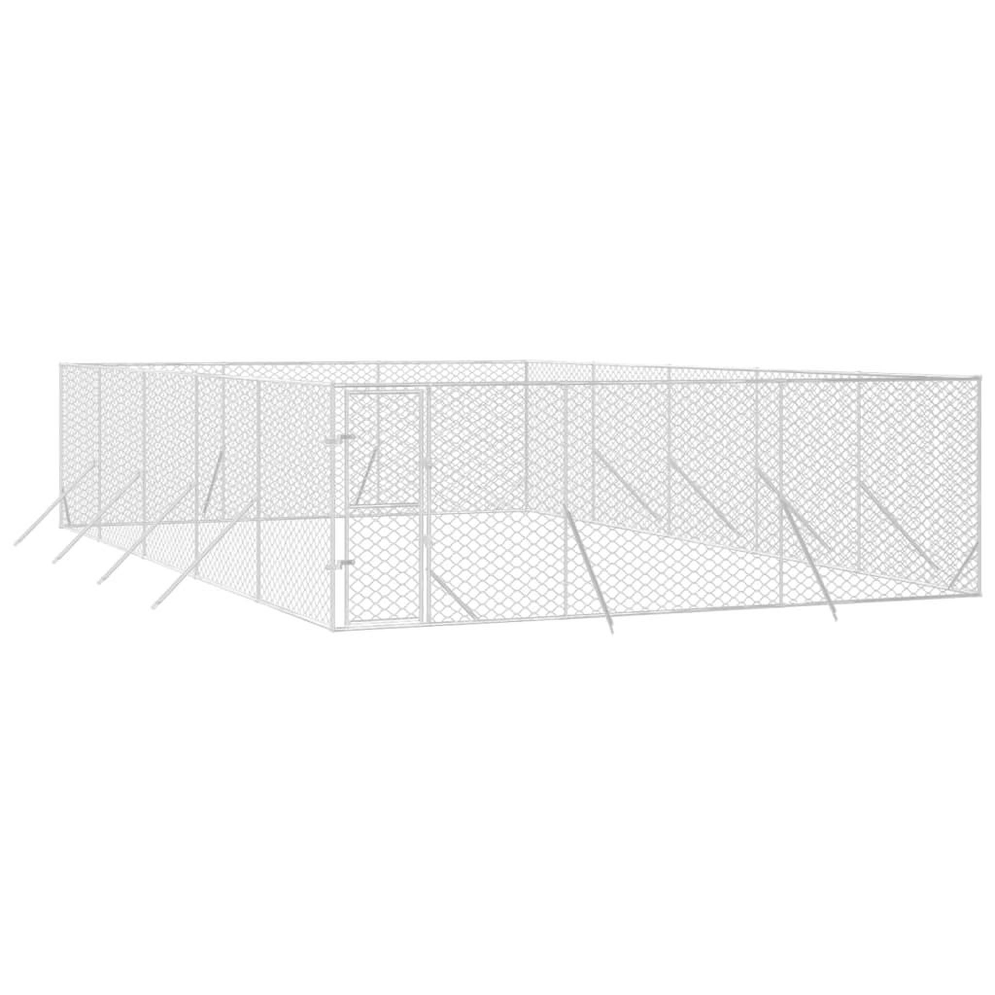 Voir la diapositive 3 : VIDAXL Chenil d'exterieur pour chiens argente 6x10x2 m acier galvanise