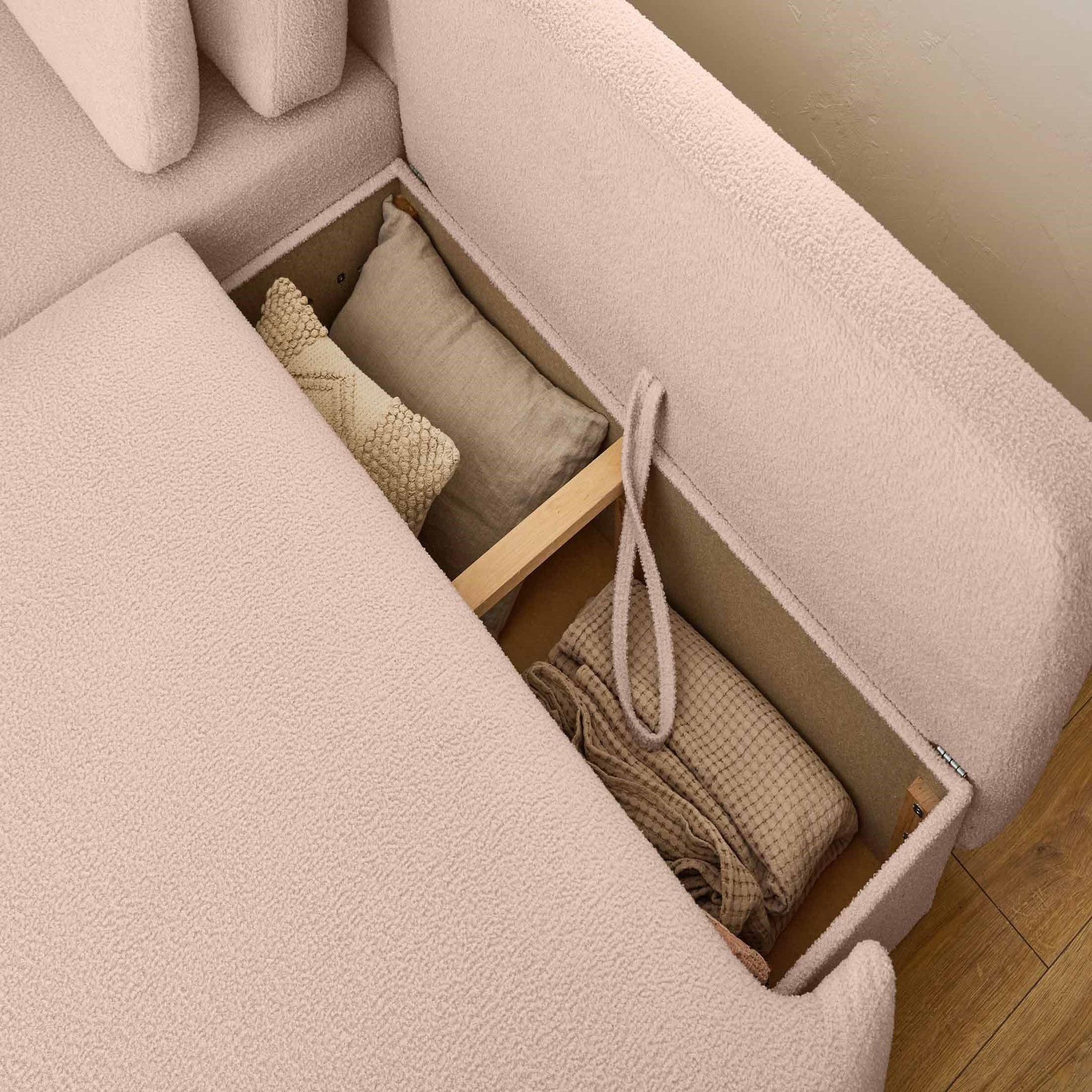 Voir la diapositive 3 : BEST MOBILIER Mahina - canapé d'angle gauche - 4 places - convertible avec coffre - en tissu bouclette