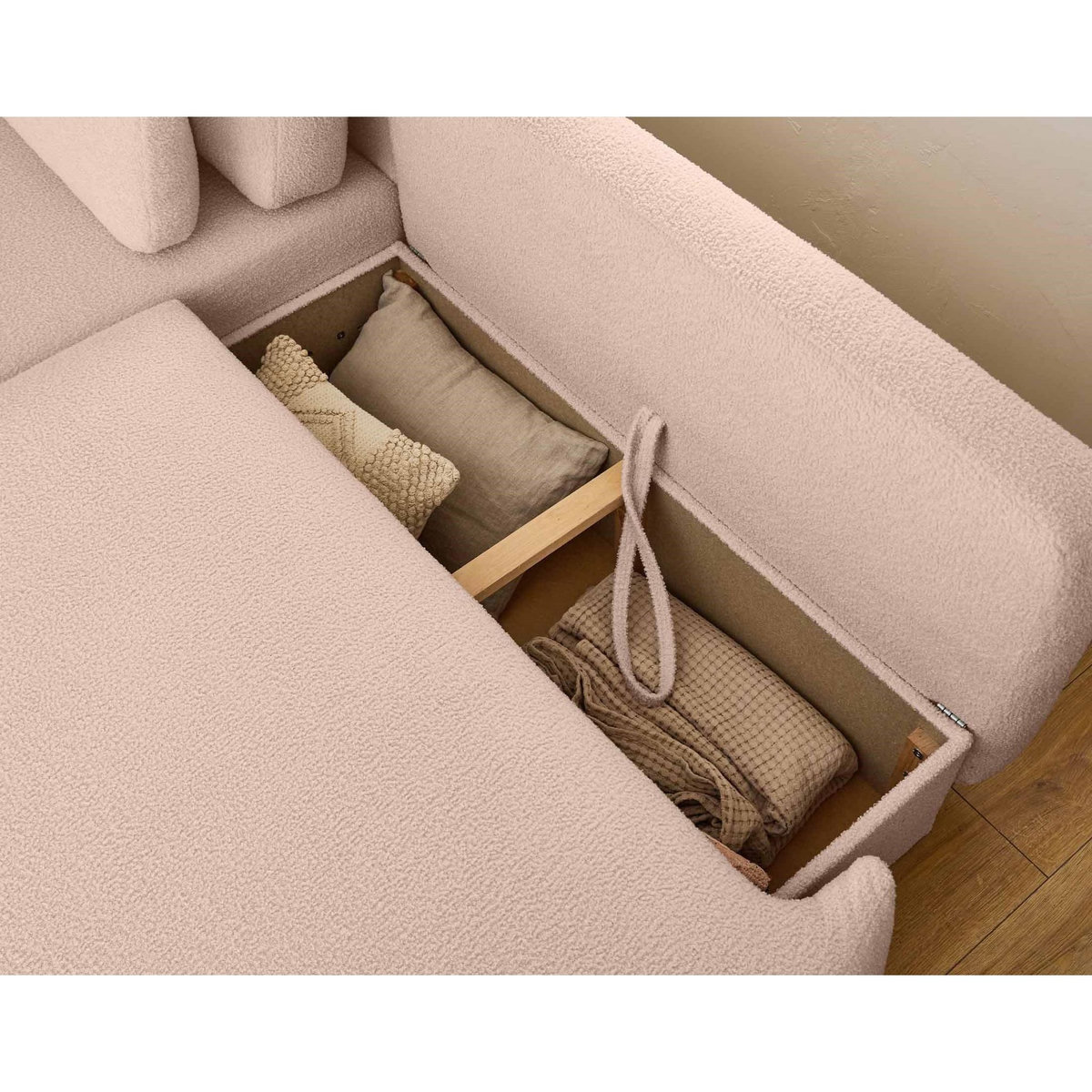 LISA DESIGN Mahina - canapé d'angle gauche - 4 places - convertible avec coffre - en tissu bouclette