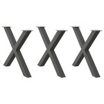 VIDAXL Pieds de table a manger forme de X 3 pcs 90x(72-73) cm acier