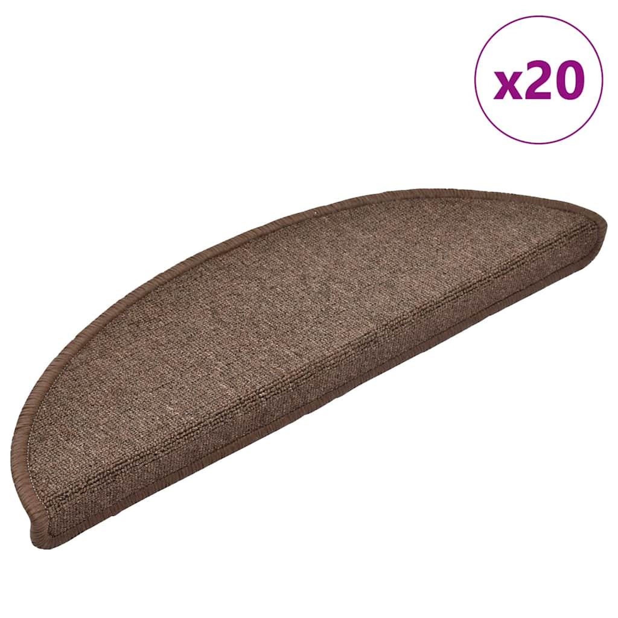 VIDAXL Tapis d'escalier 20 pcs marron cafe 56x17x3 cm