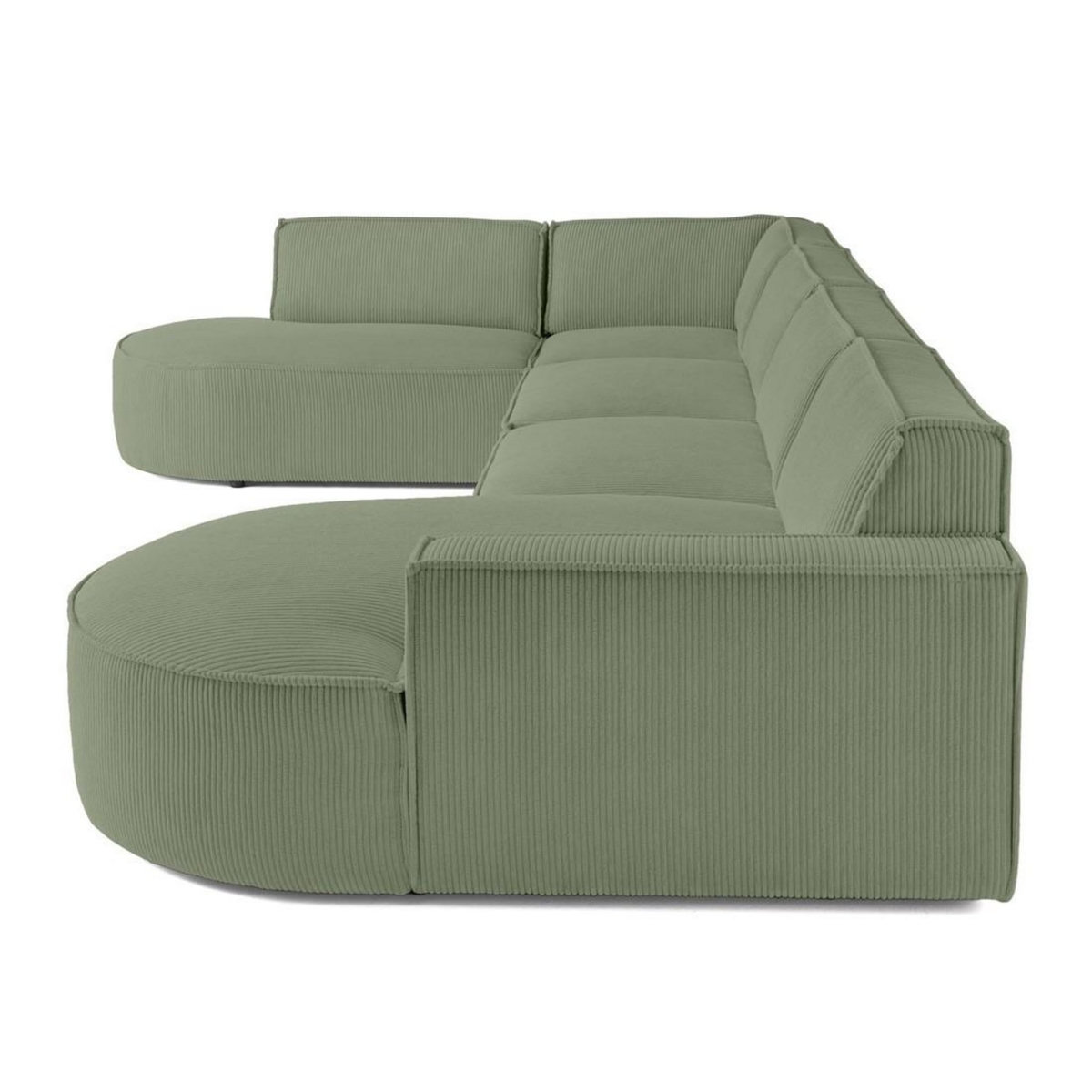 LISA DESIGN Spiaggia - canapé panoramique d'angle gauche - 7 places - en velours côtelé