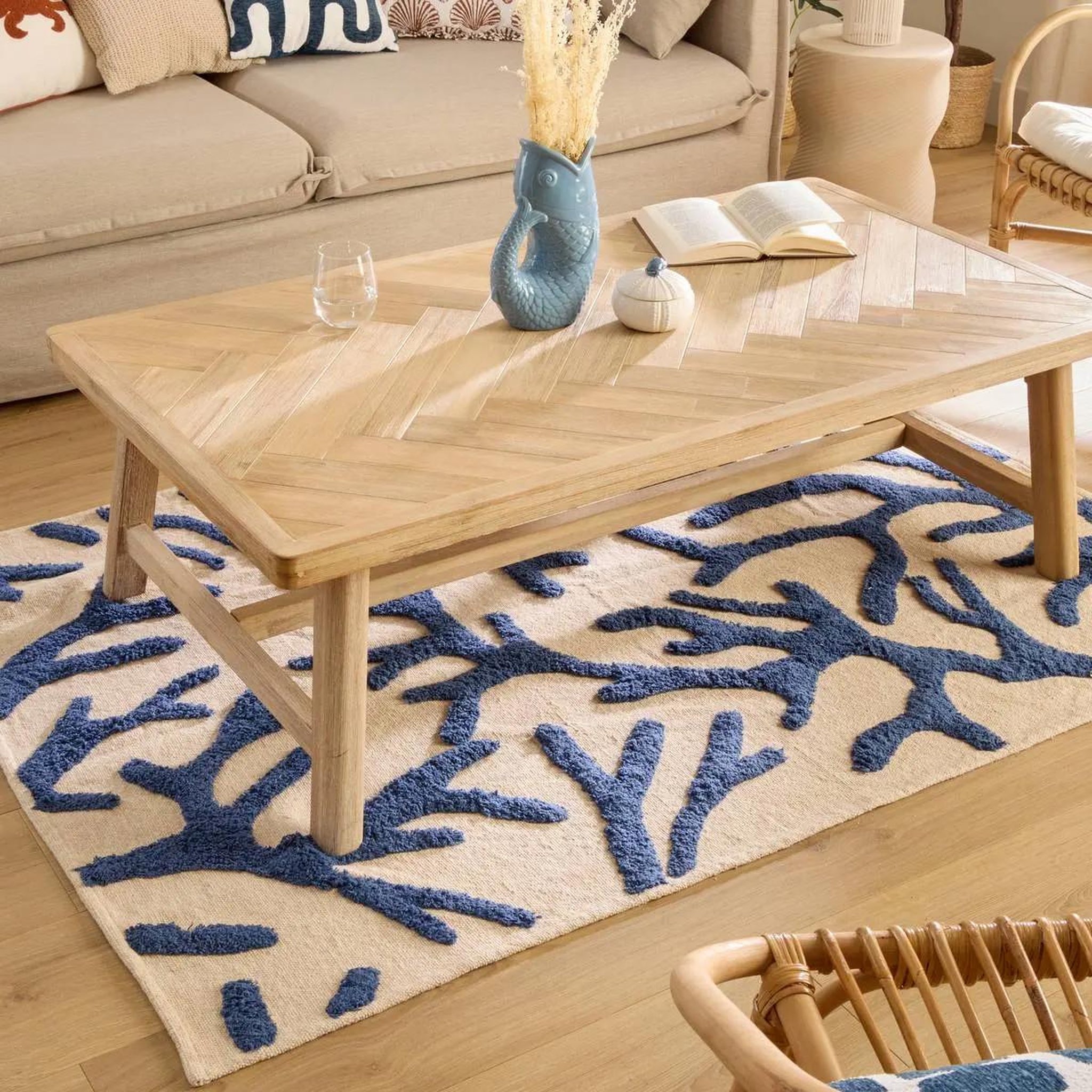 Voir la diapositive 4 : ATMOSPHERA Table basse en bois design  aeris  130cm beige