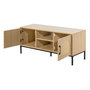 Voir la diapositive 5 : BEST MOBILIER Nagato - meuble tv - cannage et effet bois - 2 portes et 2 niches - 120 cm
