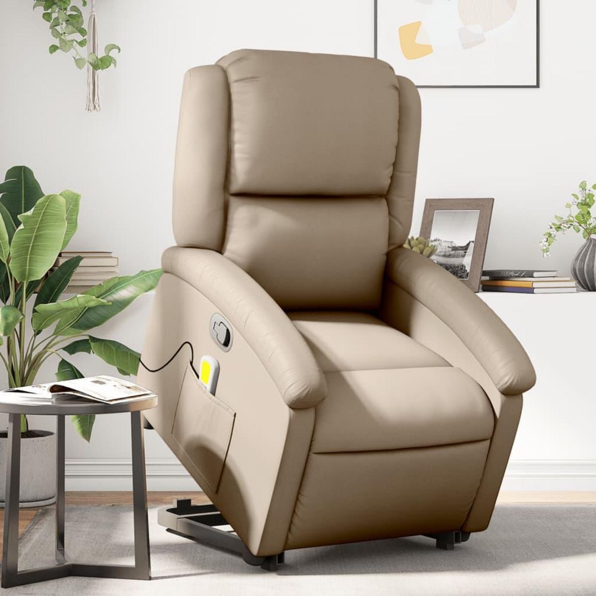 VIDAXL Fauteuil inclinable de massage Cappuccino Similicuir