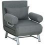 Voir la diapositive 1 : HOMCOM Fauteuil chauffeuse canapé-lit convertible inclinable 1 place grand confort coussin lombaires accoudoirs piètement métal lin gris foncé