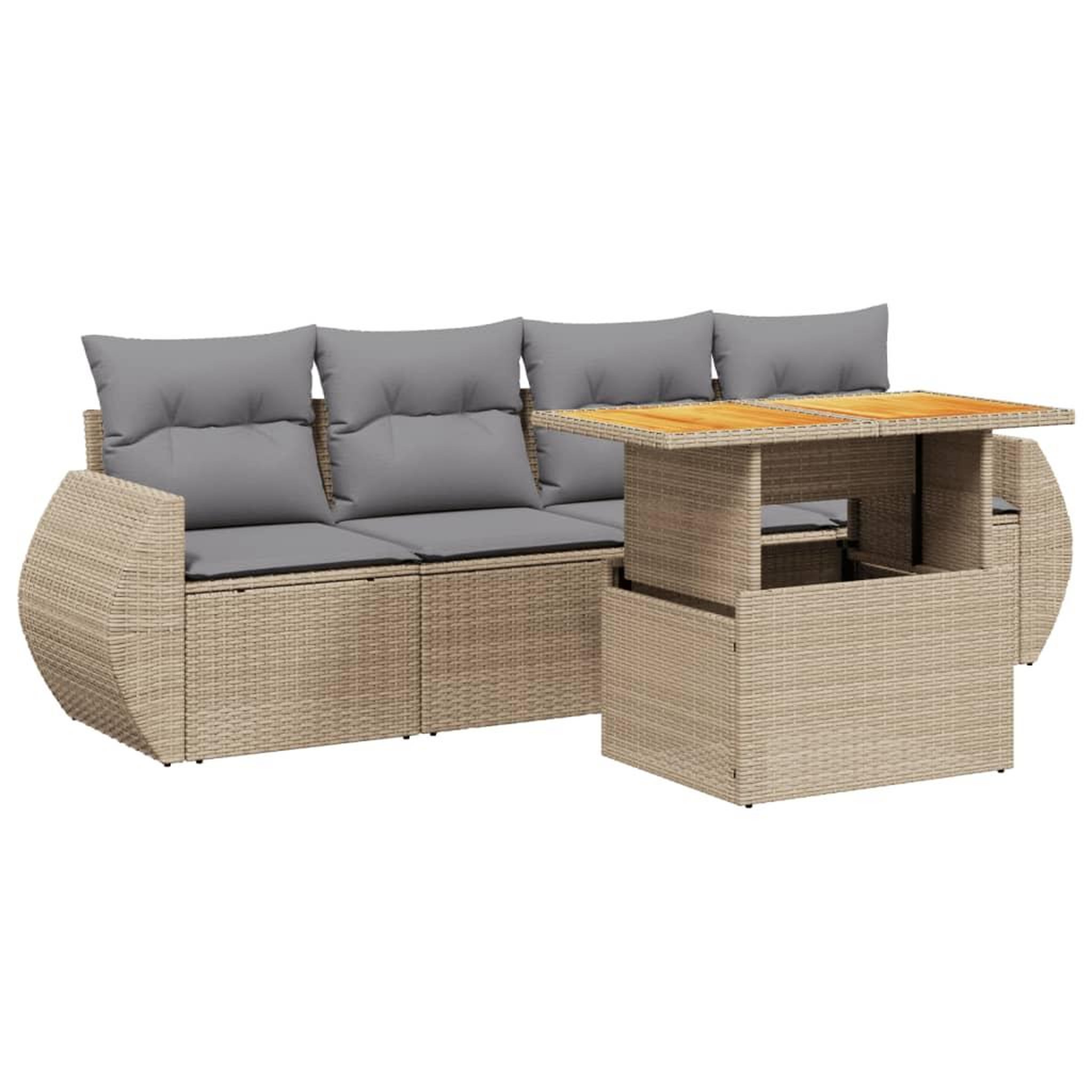 Voir la diapositive 2 : VIDAXL Salon de jardin avec coussins 5 pcs beige resine tressee