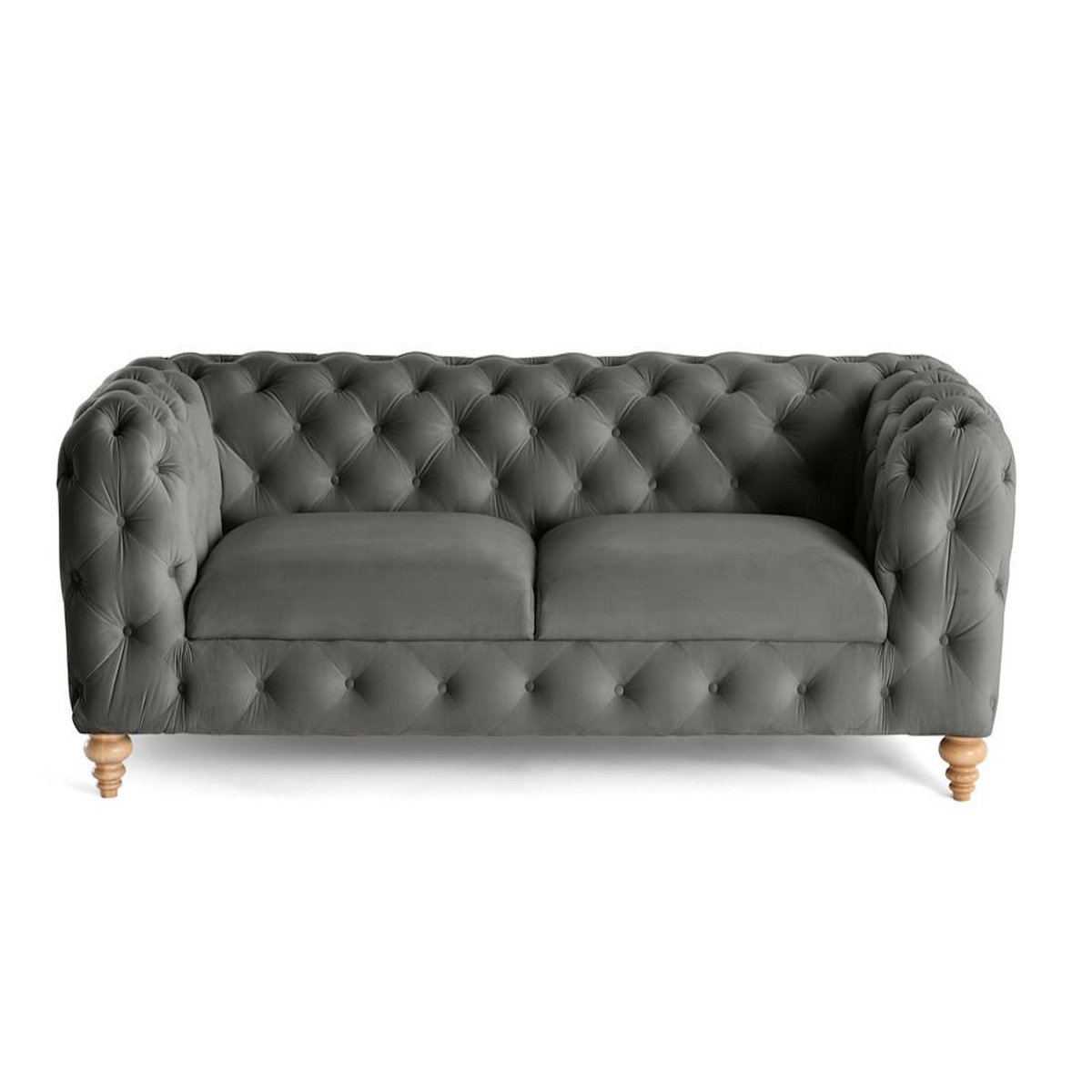 LISA DESIGN Walter - canapé 3 places chesterfield en velours - pieds bois