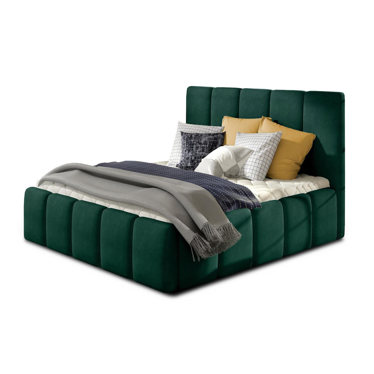 BEST MOBILIER Lucea - lit coffre - 160x200 - sommier inclus - en velours