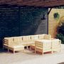 Voir la diapositive 1 : VIDAXL Salon de jardin 10 pcs avec coussins creme bois de pin massif