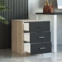 Voir la diapositive 3 : Paris Prix Table de Chevet 3 Tiroirs  Pearlie  61cm Naturel & Noir