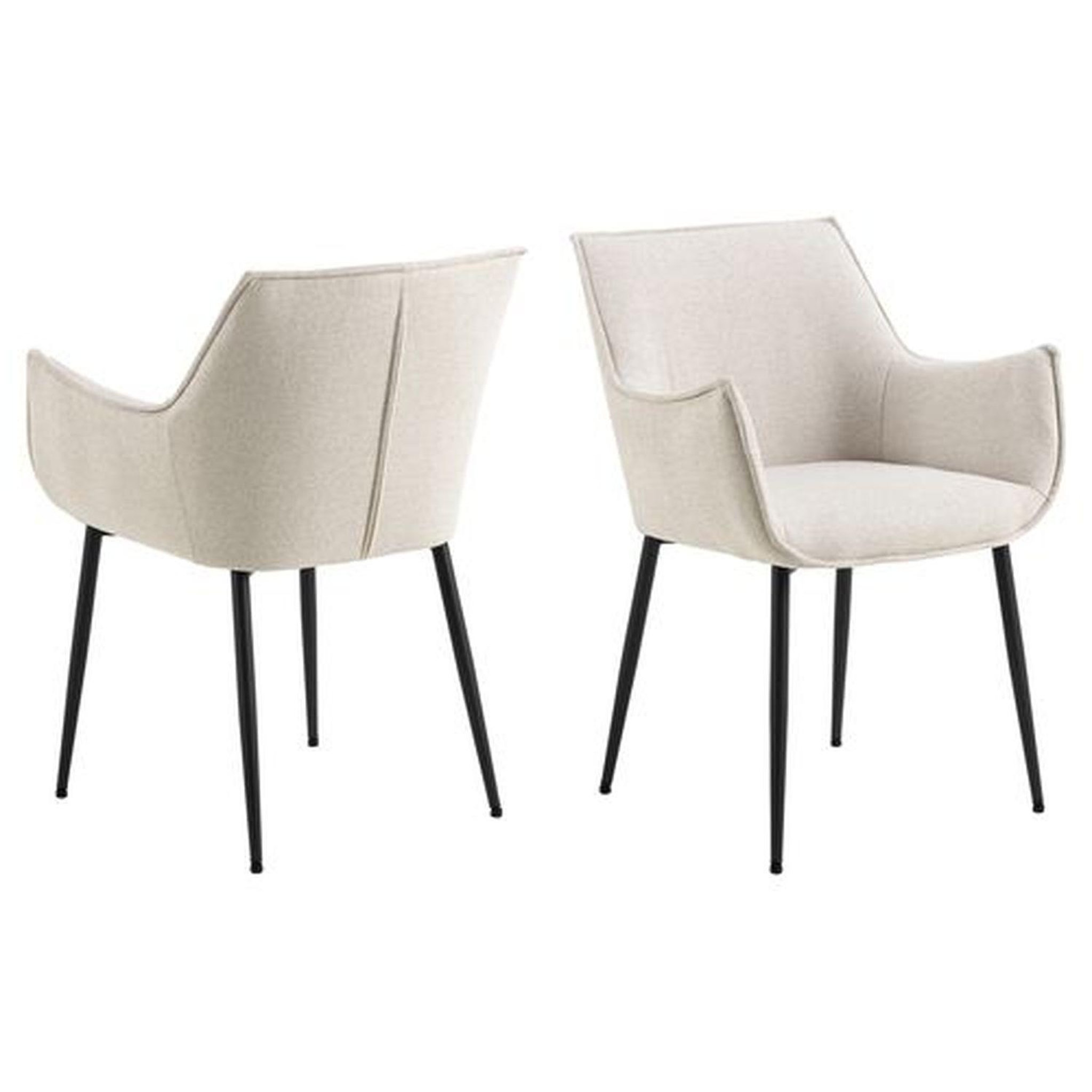 TOILINUX Lot de 2 chaises de salle à manger avec accoudoirs SORRENTO. Coloris disponibles : Beige, Gris