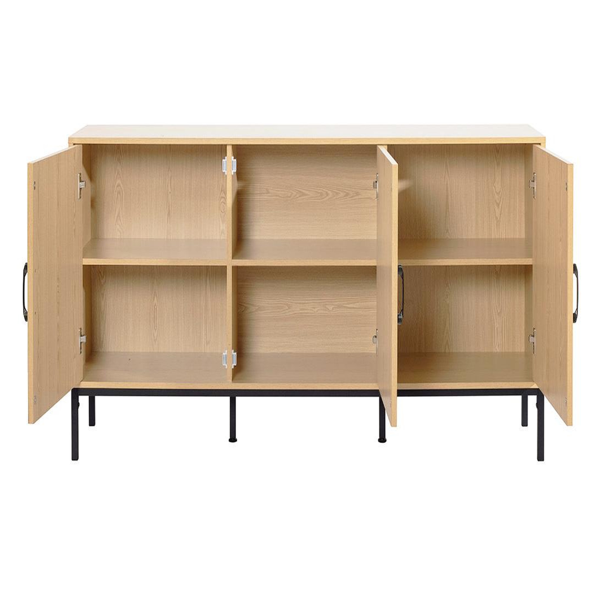 Voir la diapositive 5 : BEST MOBILIER Nagato - buffet bas - cannage et effet bois - 3 portes - 150 cm