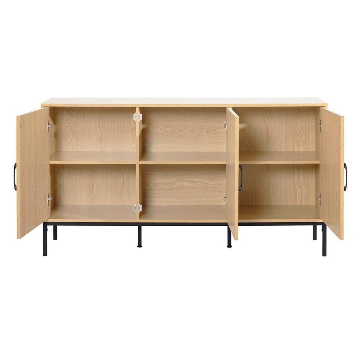 BEST MOBILIER Nagato - buffet bas - cannage et effet bois - 3 portes - 150 cm