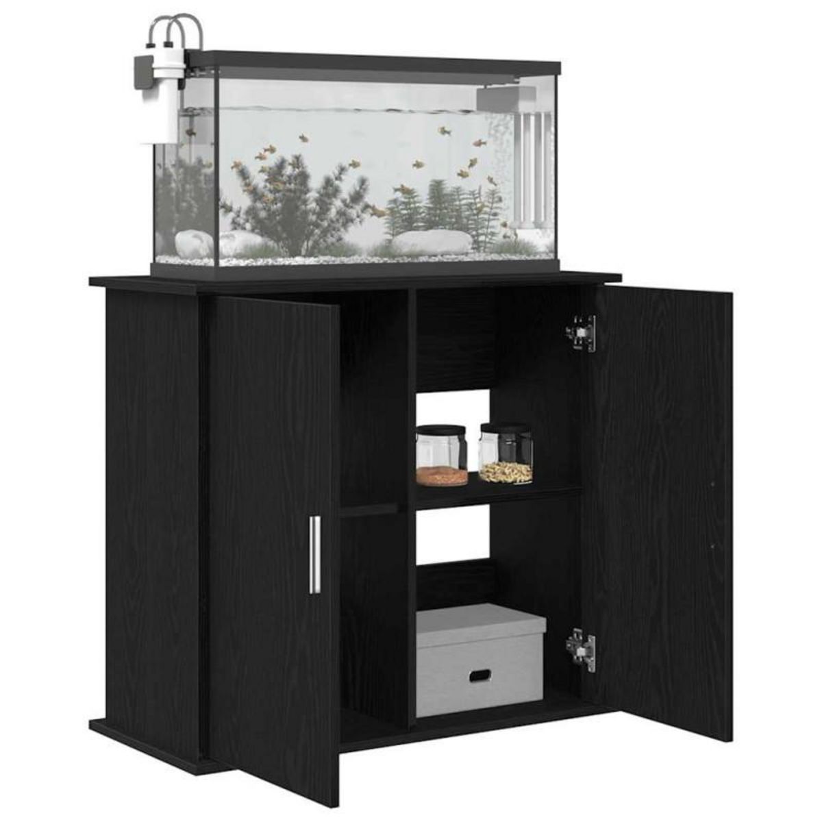 VIDAXL Support pour aquarium chêne noir 81x36x73 cm bois d ingénierie