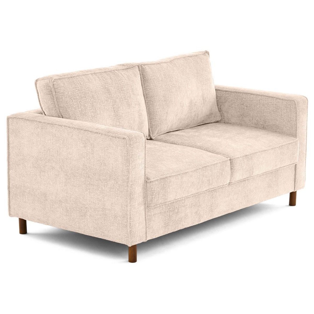 LISA DESIGN Jake - canapé droit 2 places en tissu velours relief - pieds en bois foncé