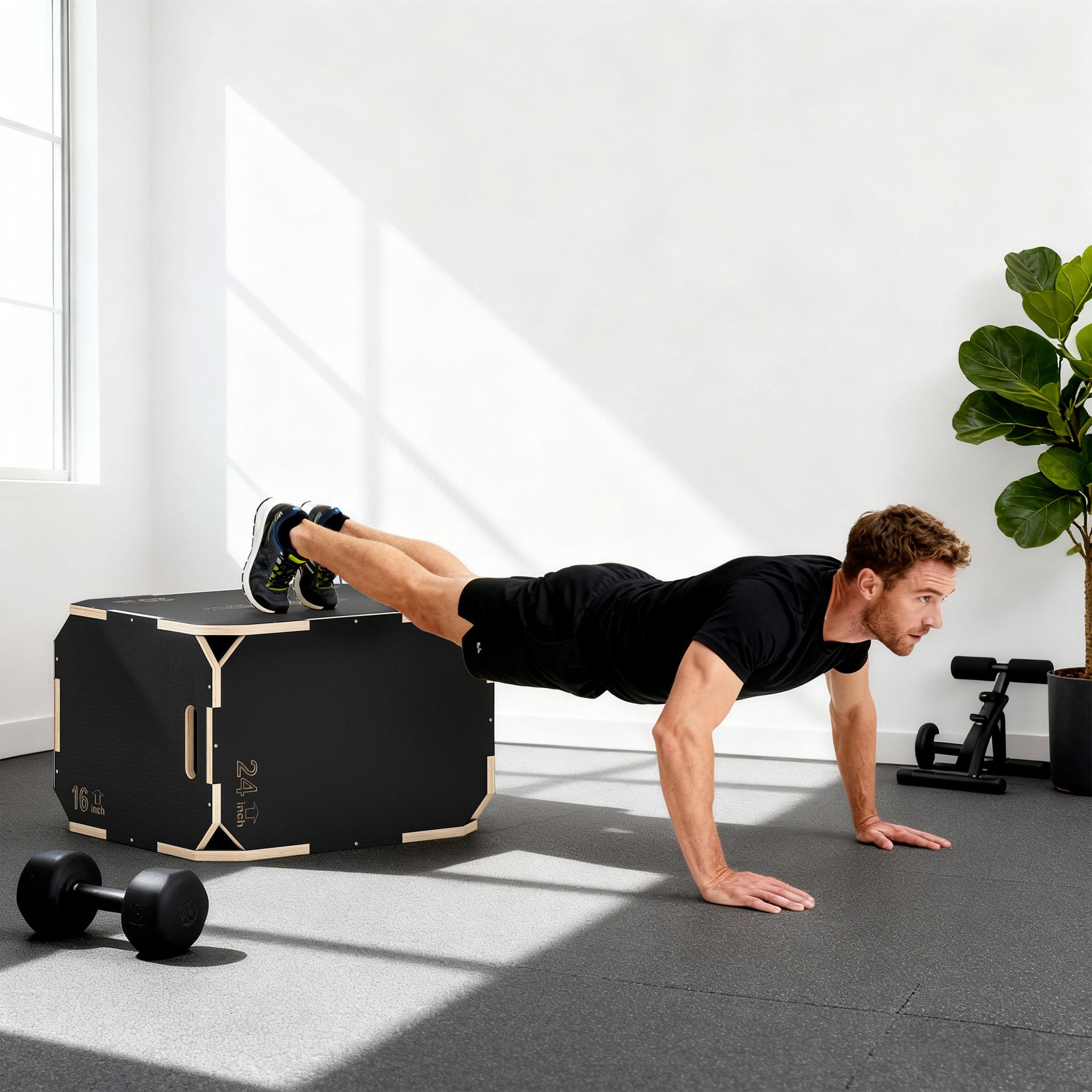 Voir la diapositive 4 : HOMCOM Box jump - box de pliométrie - boite de saut - 3 hauteurs 40/51/61H cm - charge max. 120 Kg - contreplaqué antidérapant noir