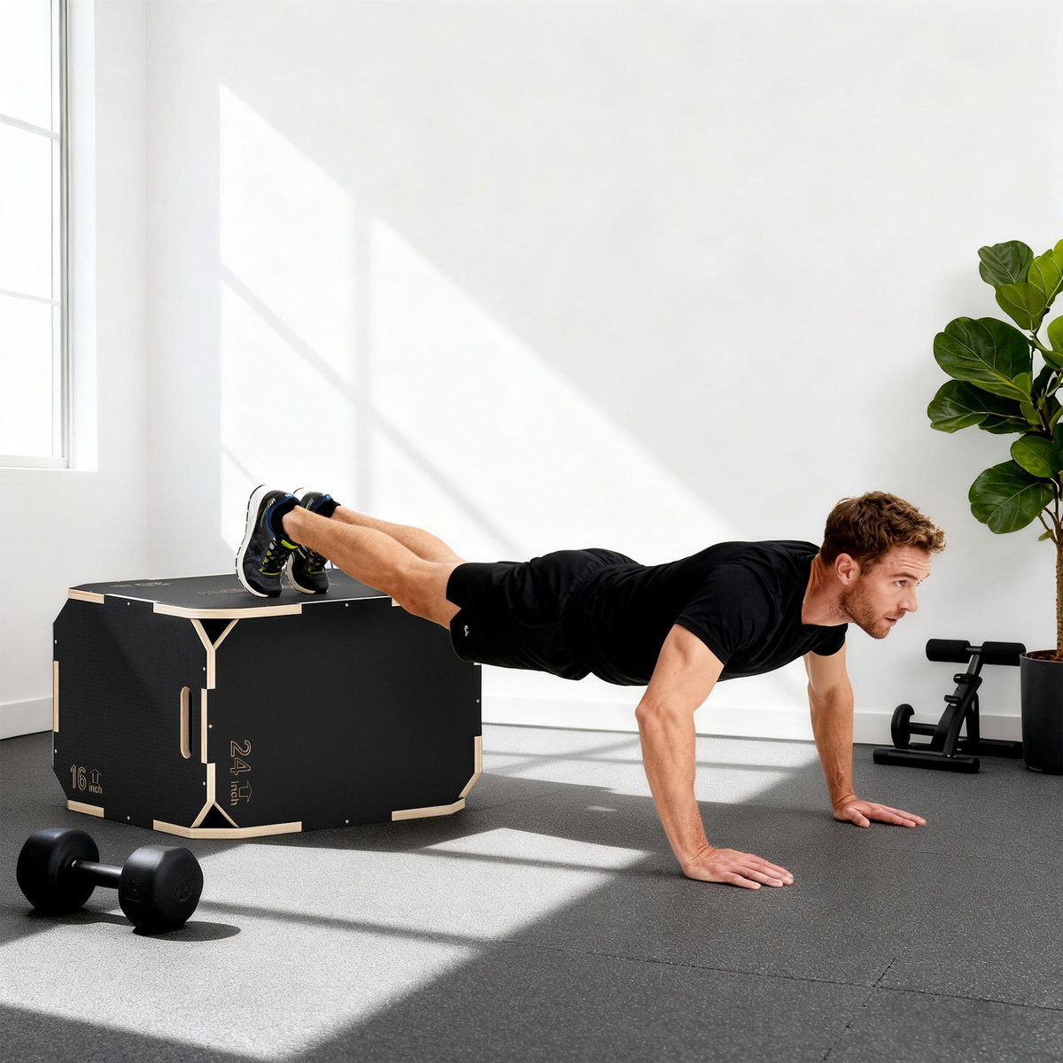 HOMCOM Box jump - box de pliométrie - boite de saut - 3 hauteurs 40/51/61H cm - charge max. 120 Kg - contreplaqué antidérapant noir