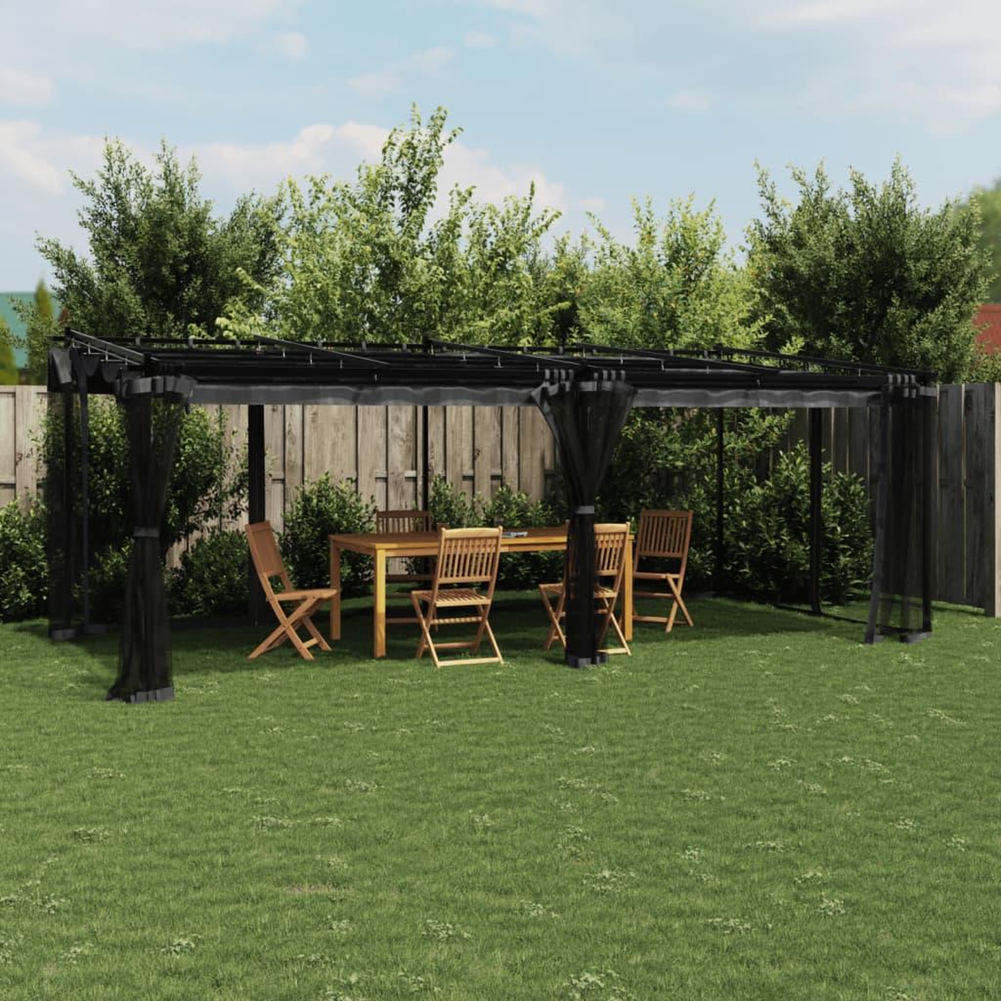 VIDAXL Tonnelle avec parois en filet anthracite 6x3 m acier