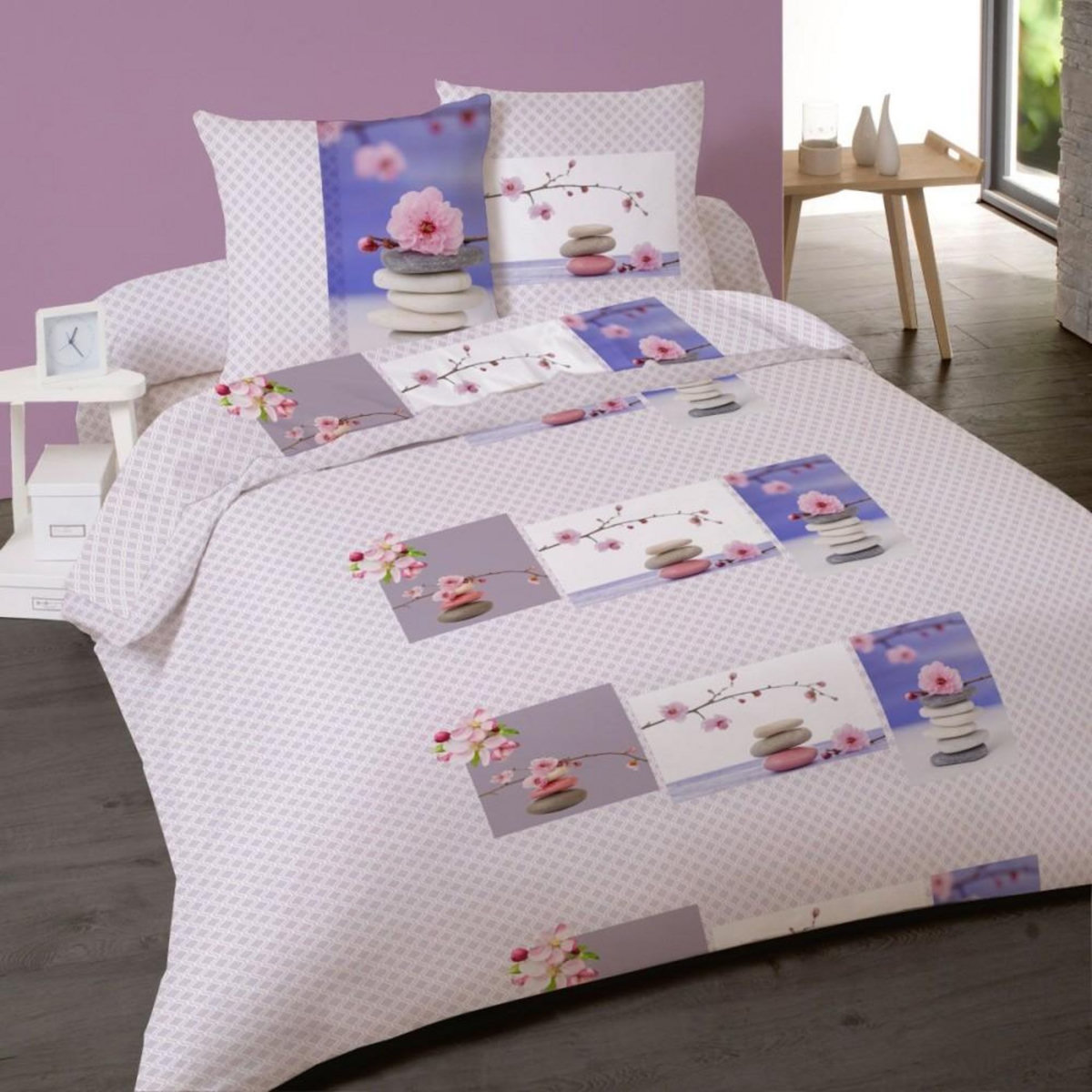 Dourev Housse de couette 240x220 ZEN ATTITUDE + 2 taies 100% coton