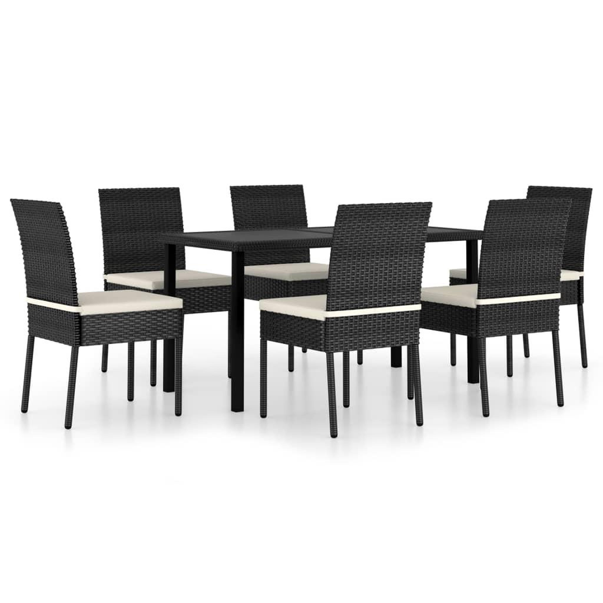 Voir la diapositive 2 : VIDAXL Ensemble a manger de jardin 7 pcs Resine tressee Noir
