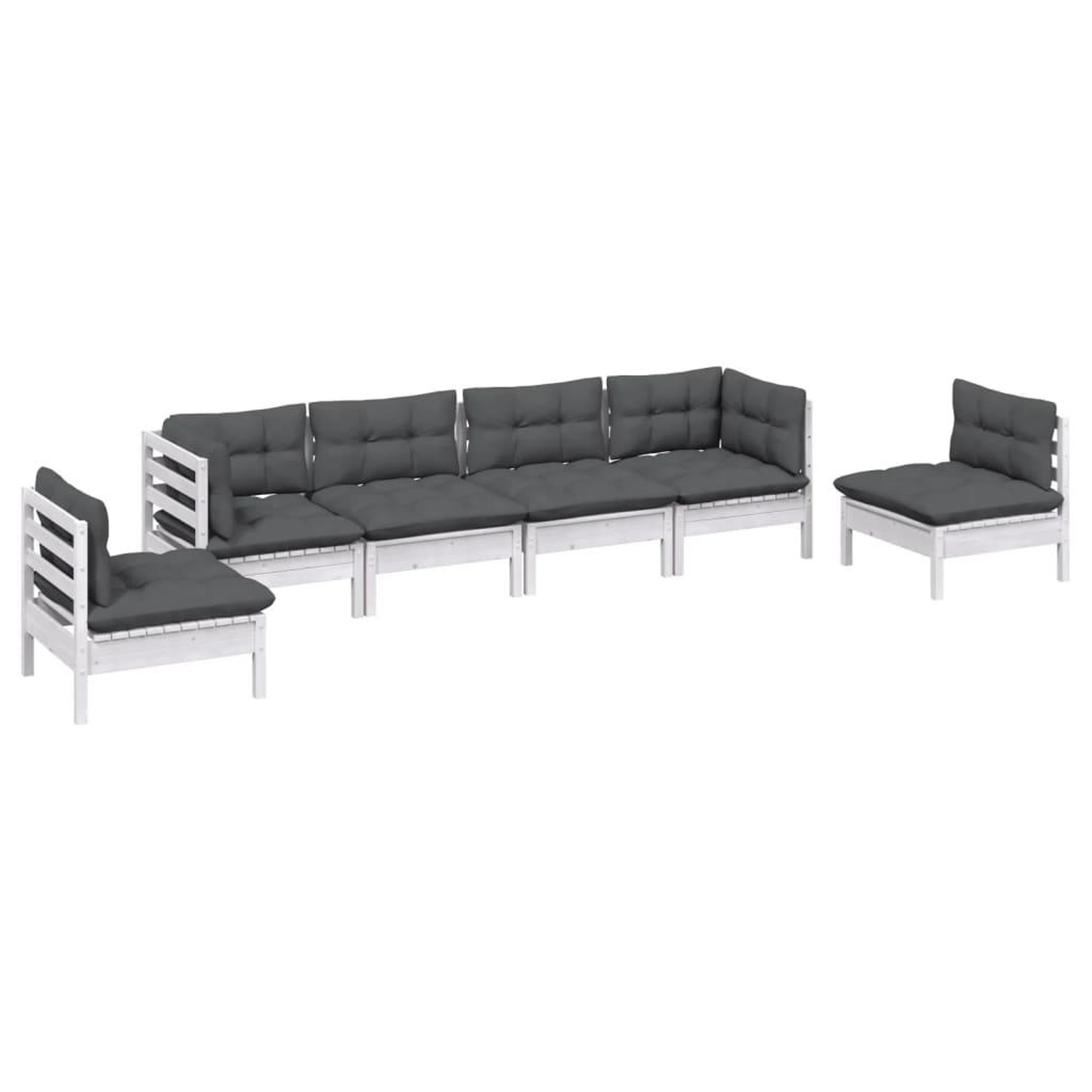 Voir la diapositive 3 : VIDAXL Salon de jardin 6 pcs avec coussins bois de pin massif