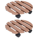 VIDAXL Chariots a plantes 2 pcs Marron Ø30x7,5 cm WPC