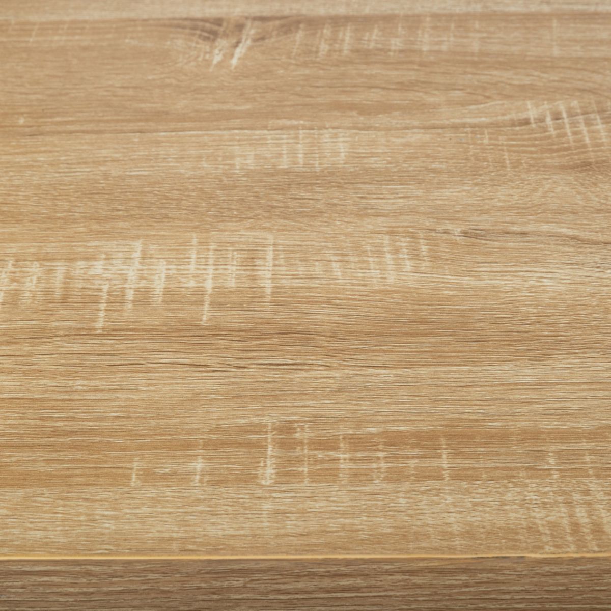 ID MARKET Ilot central IVO 120 cm bois façon hêtre portes noires avec plan de travail