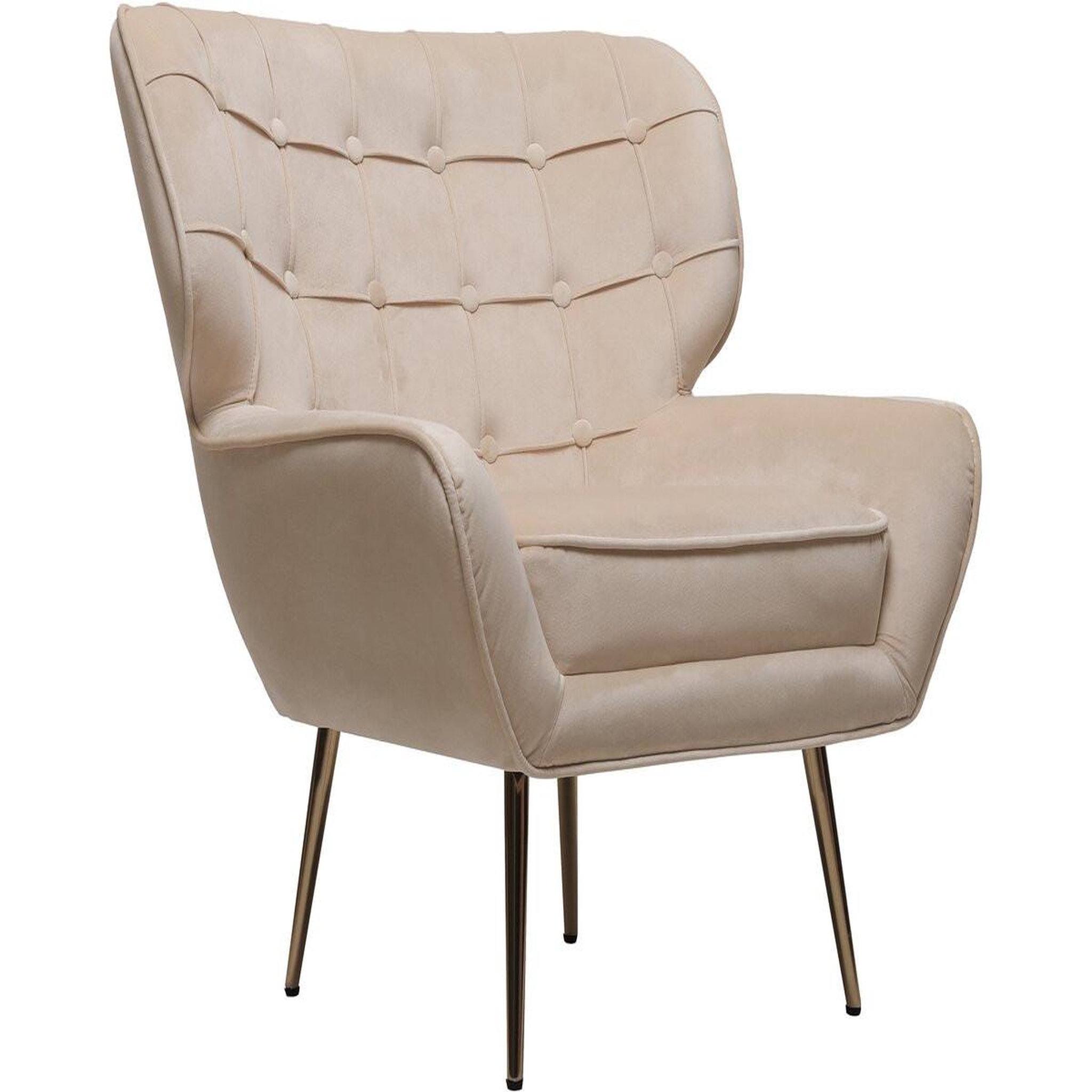 Habitat et Jardin Fauteuil en velours  Austin  - 79 x 71 x 79.5 cm - Beige