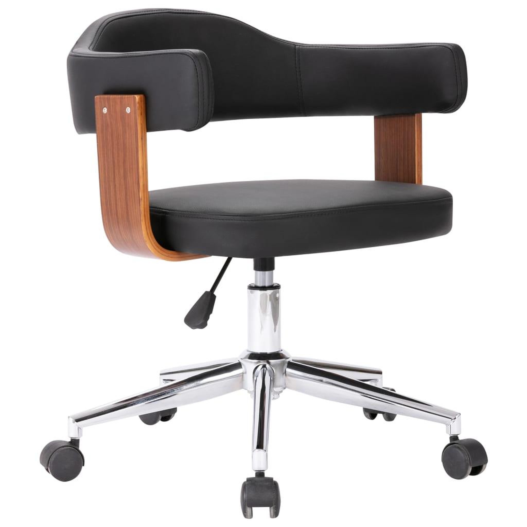 Voir la diapositive 1 : VIDAXL Chaise pivotante de bureau Noir Bois courbe et similicuir