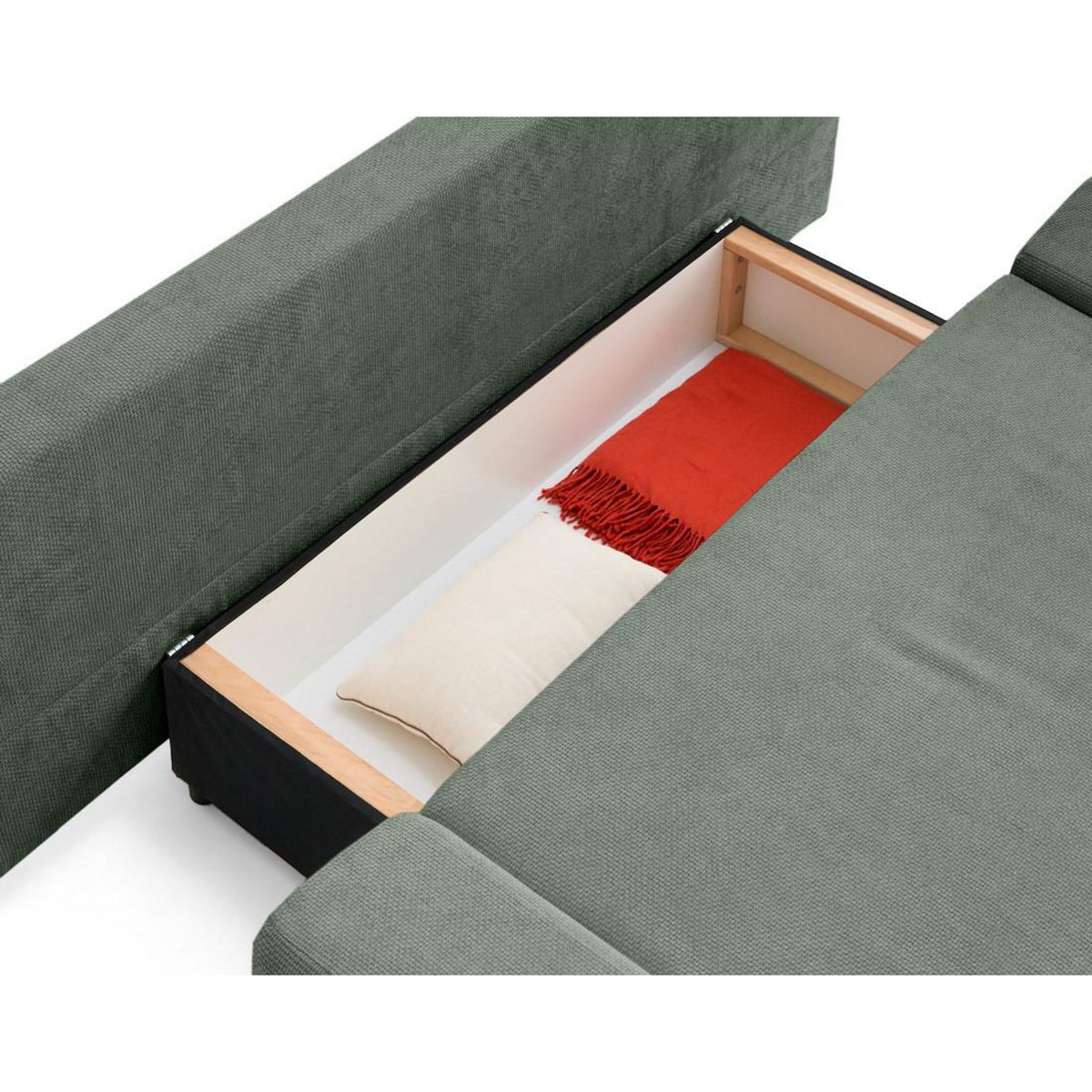 BEST MOBILIER Larson - canapé droit 3 places convertible avec coffre en velours texturé