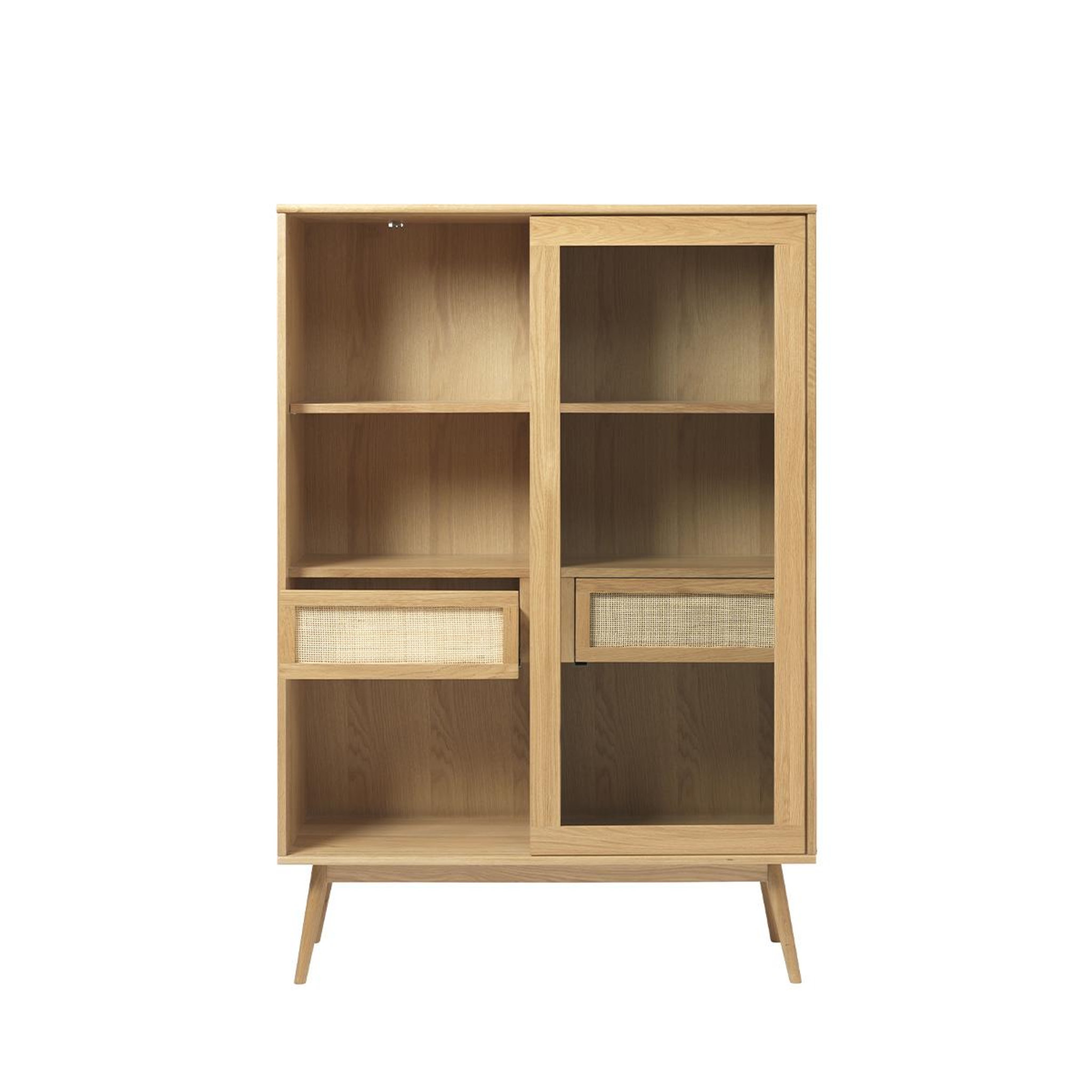 Voir la diapositive 3 : MAISON AUBERTIN Meuble vitrine 2 portes 2 tiroirs - Bois et rotin - CAPRI - Naturel