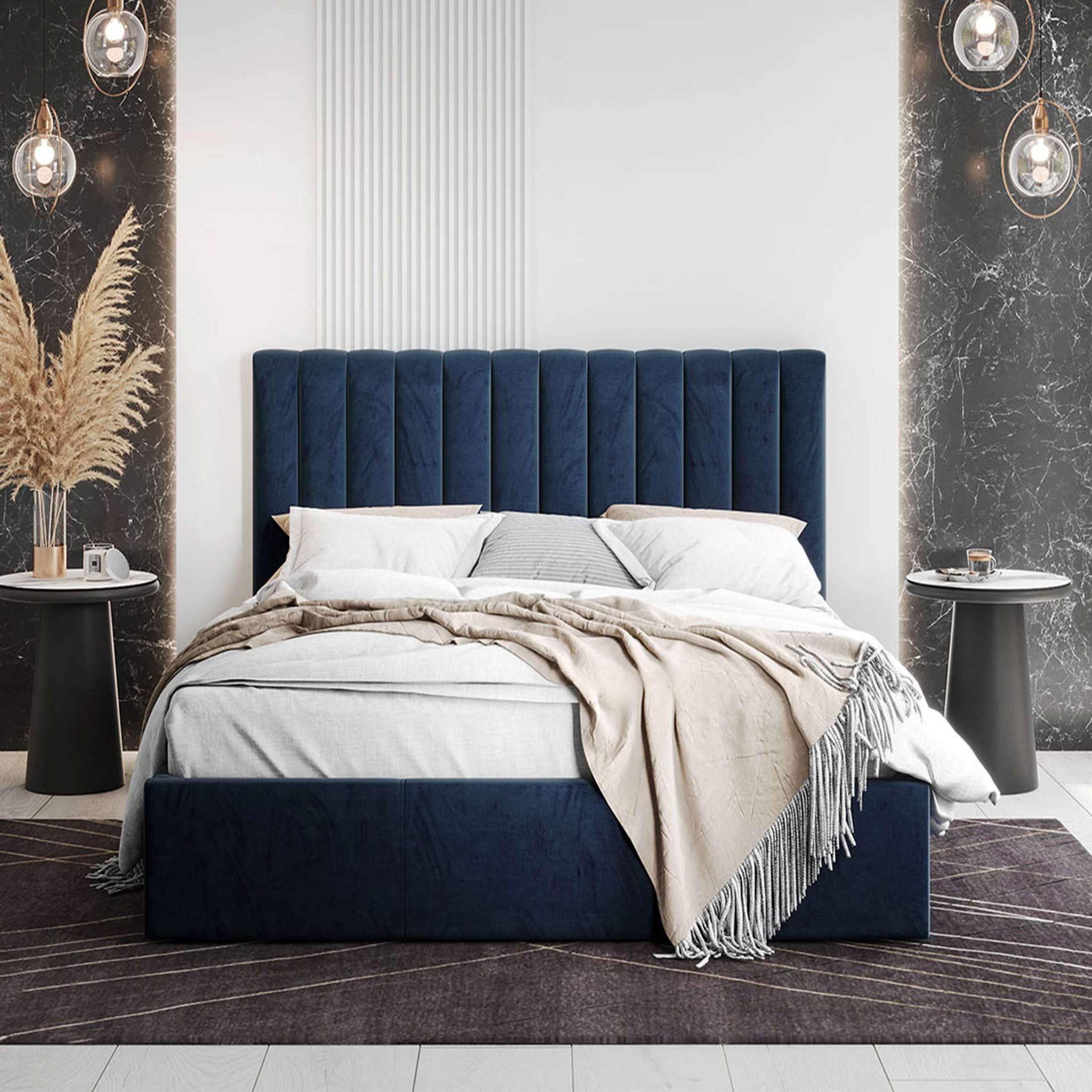 Voir la diapositive 5 : BEST MOBILIER Rosario - lit coffre - 180x200 - sommier inclus - en velours