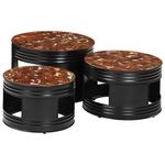 VIDAXL Tables de bar forme tambour 3 pcs bois massif de recuperation