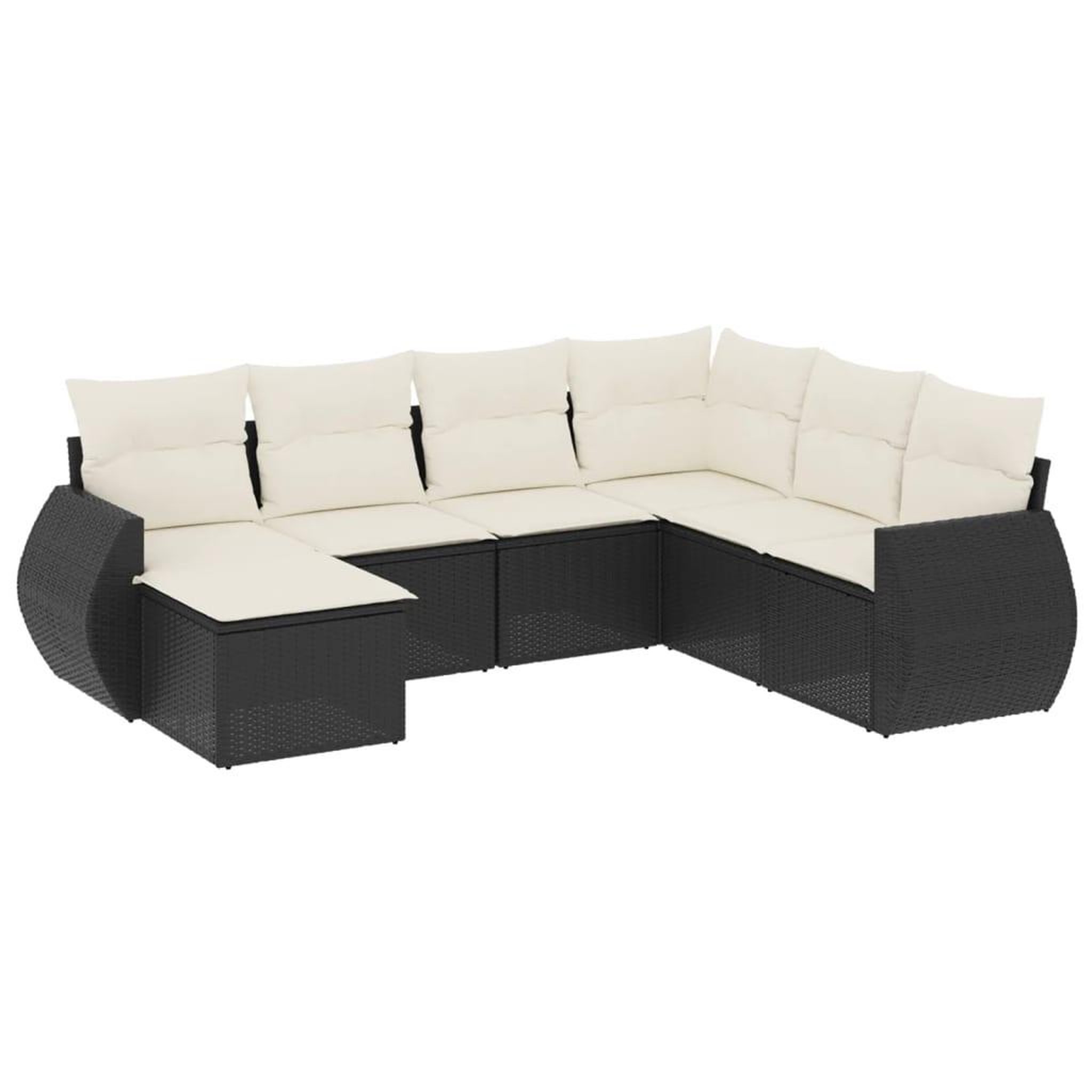 Voir la diapositive 2 : VIDAXL Salon de jardin 7 pcs avec coussins noir resine tressee