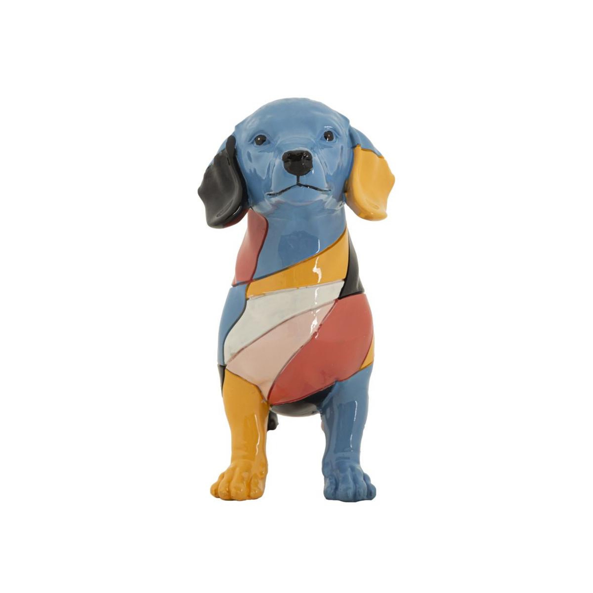 Voir la diapositive 3 : Paris Prix Statuette déco chien teckel  rubic  32cm multicolore