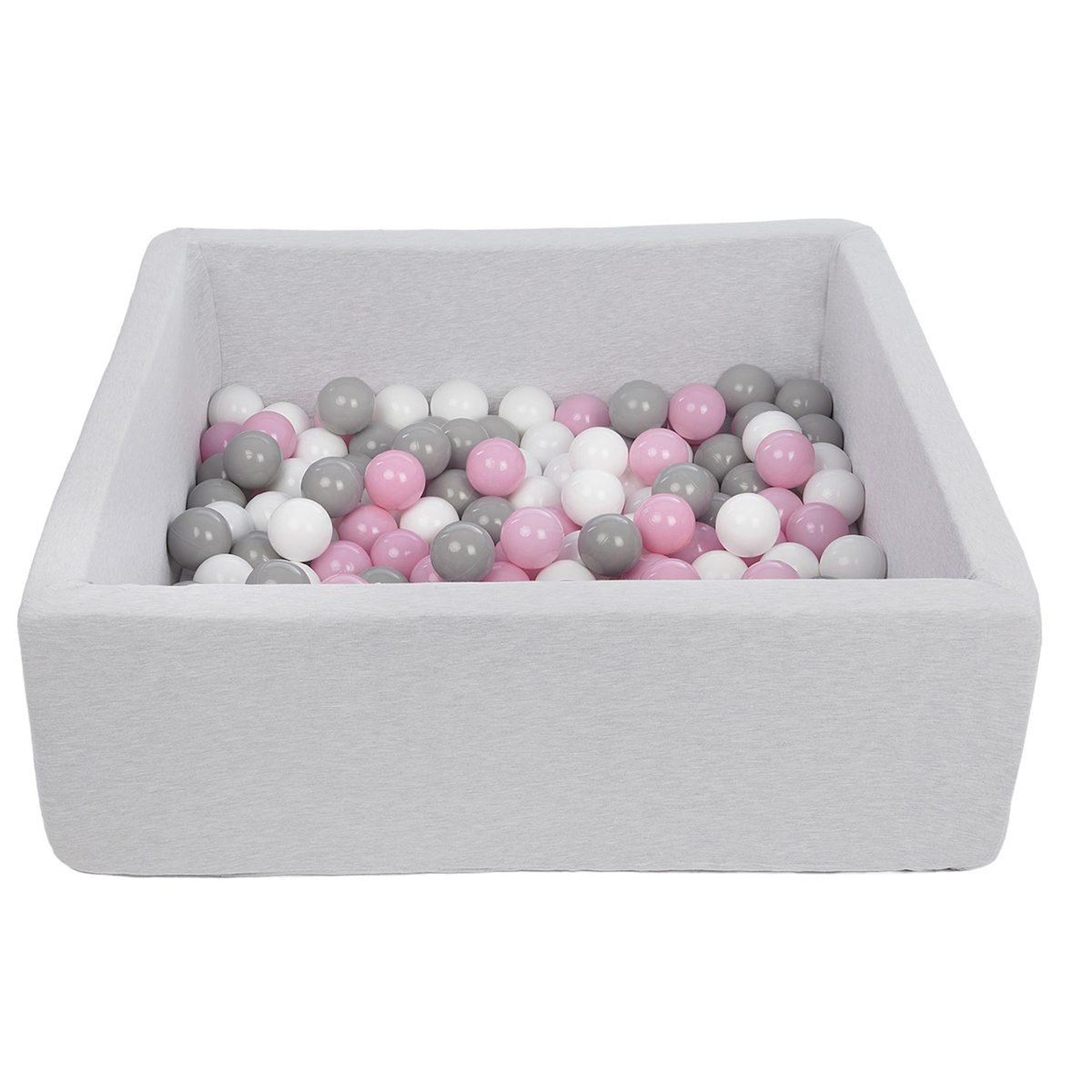 VELINDA Piscine à balles pour enfant, 90x90 cm, aire de jeu + 150 balles blanc,rose clair,gris