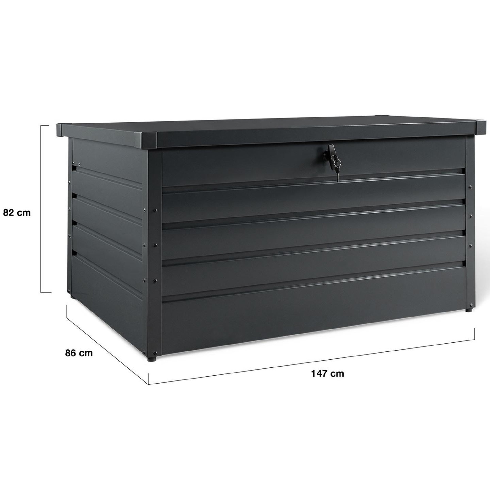 Voir la diapositive 5 : ID MARKET Coffre de rangement métal verrouillable gris anthracite pour jardin 810L