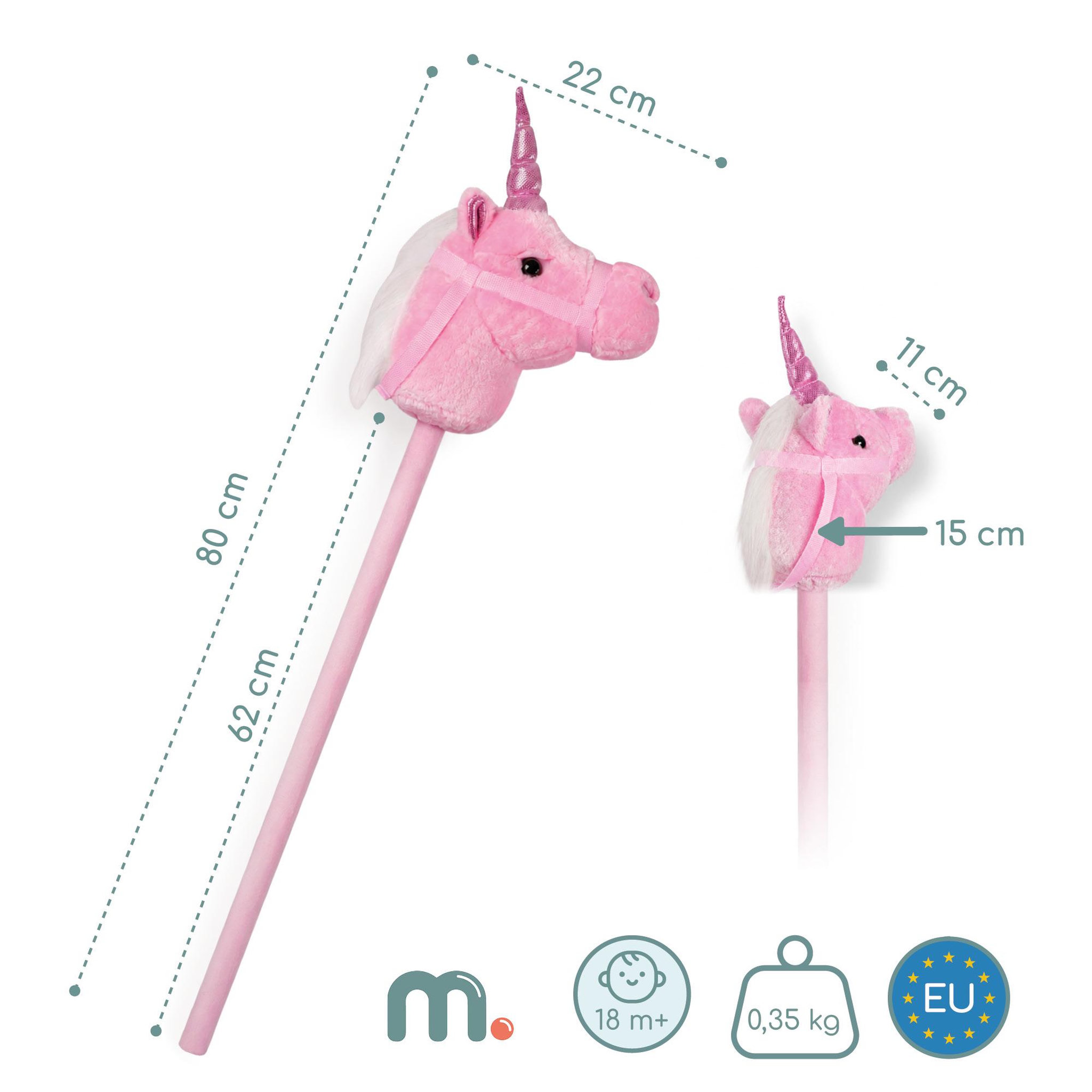 Voir la diapositive 3 : MAMABRUM Licorne à bâton Hobby Horse peluche douce Mamabrum Rose dès 18 mois 80 cm