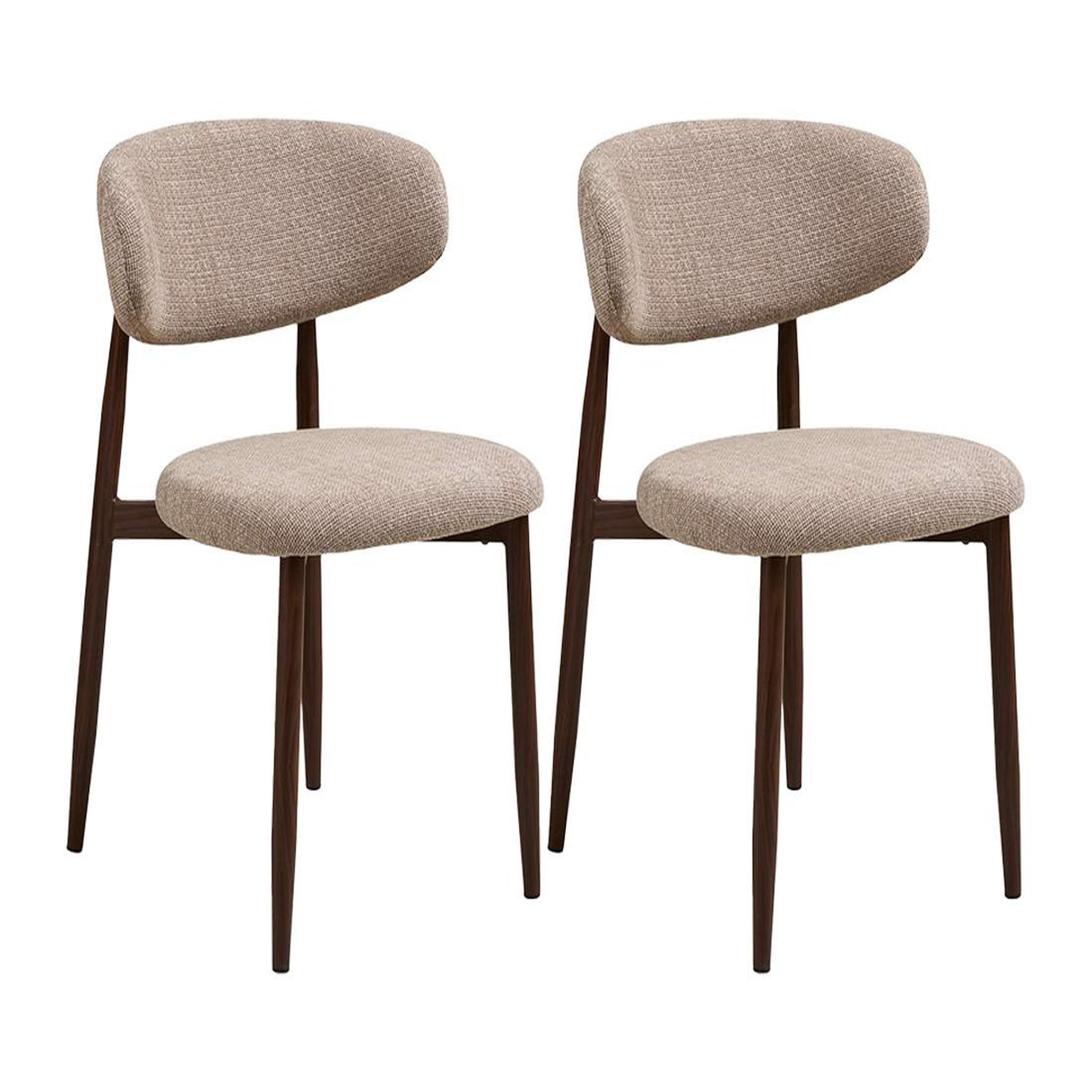 Voir la diapositive 1 : BEST MOBILIER Eddie - lot de 2 chaises en tissu texturé - pieds en acier effet bois