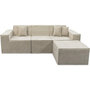 Voir la diapositive 1 : Habitat et Jardin Canapé droit modulable avec ottoman en tissu texturé  Lusso  - 4 places - Beige