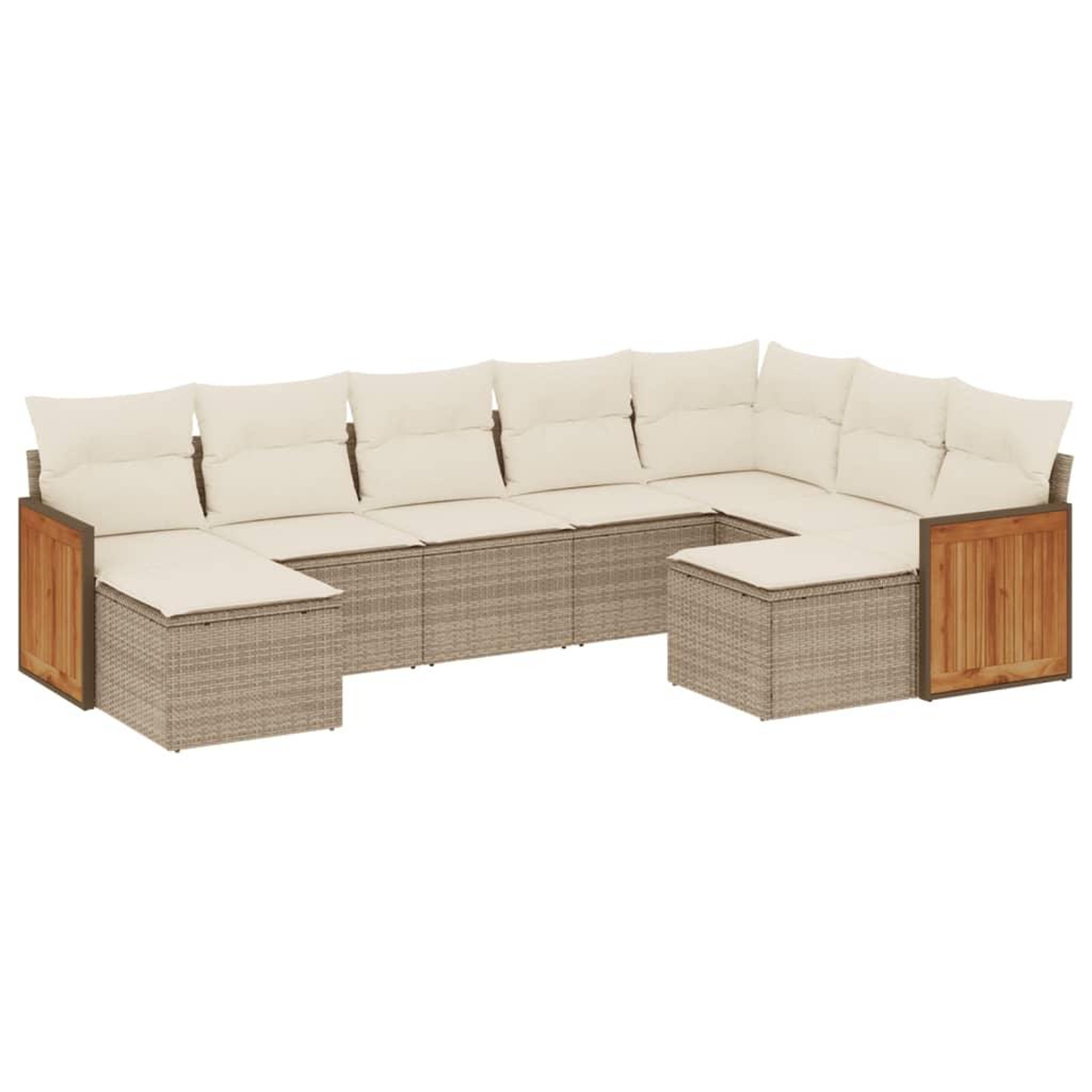 Voir la diapositive 2 : VIDAXL Salon de jardin avec coussins 9 pcs beige resine tressee