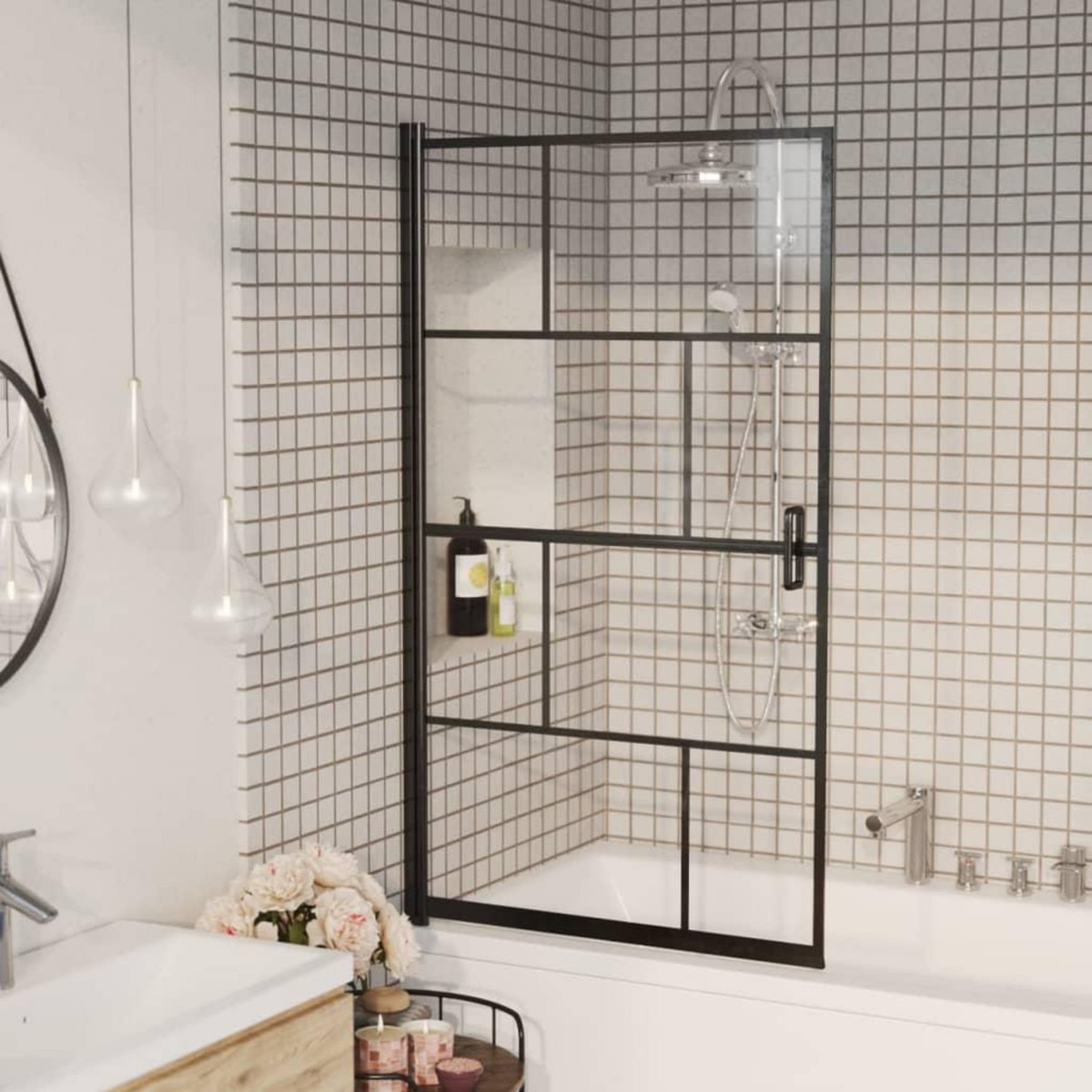 VIDAXL Cabine de douche ESG 80x140 cm Noir